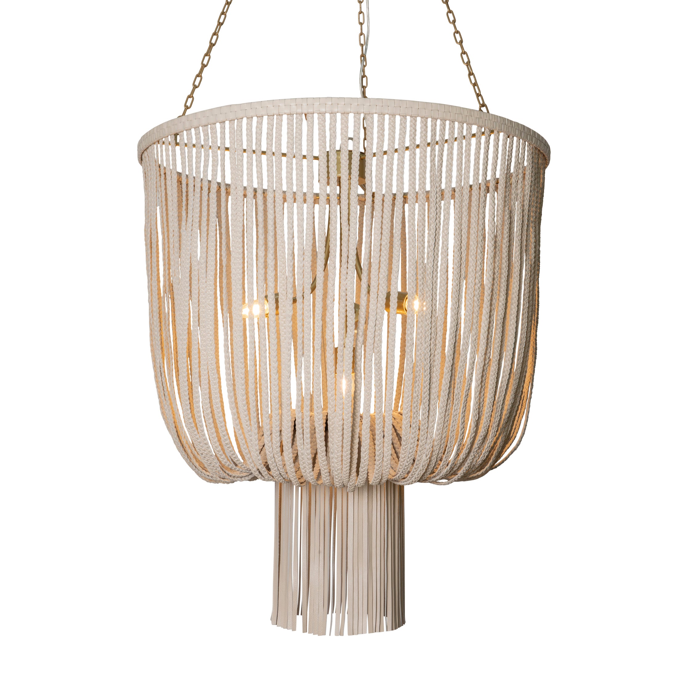 Nalani Chandelier in Cream-Stone Leather