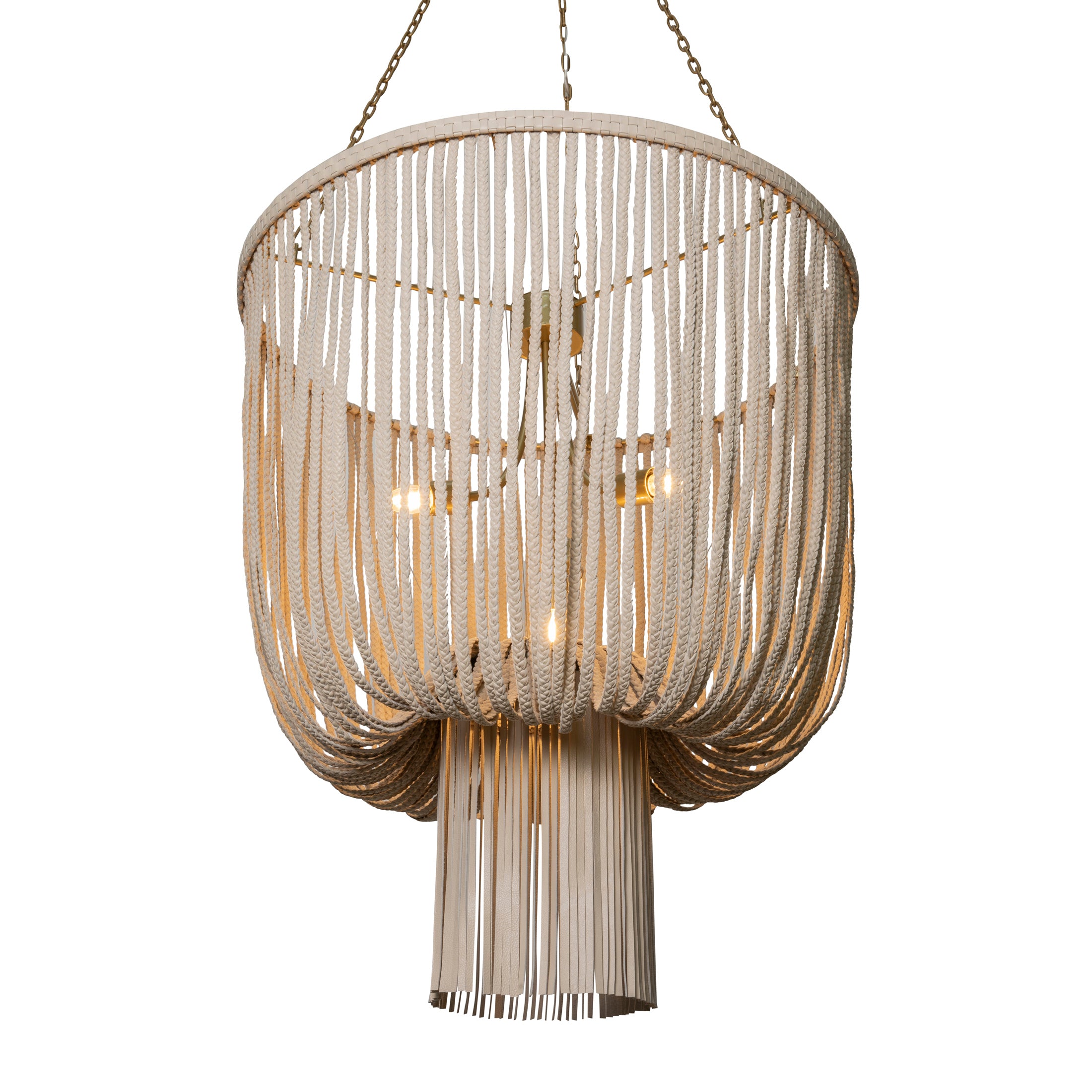 Nalani Chandelier in Cream-Stone Leather