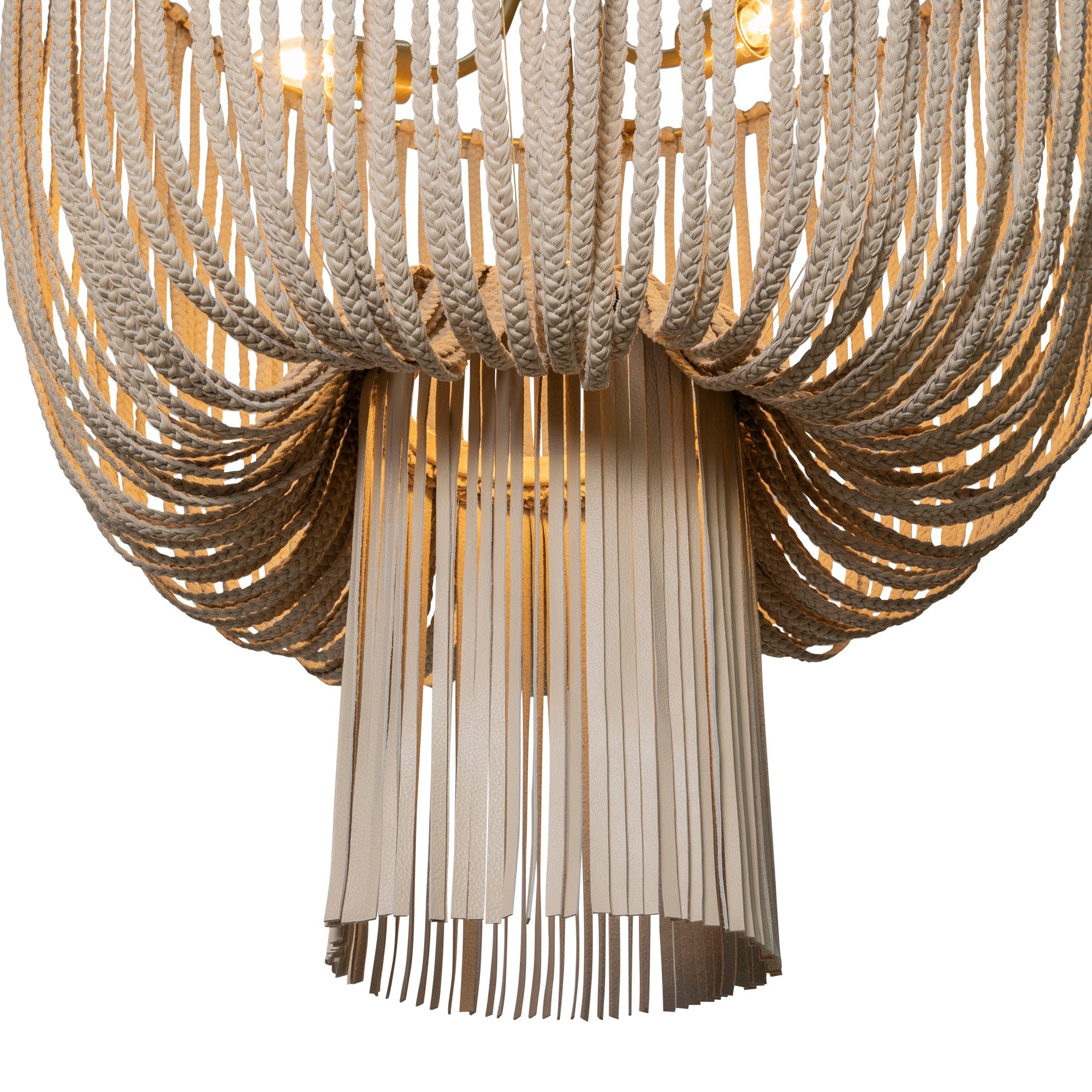 Nalani Chandelier in Cream-Stone Leather