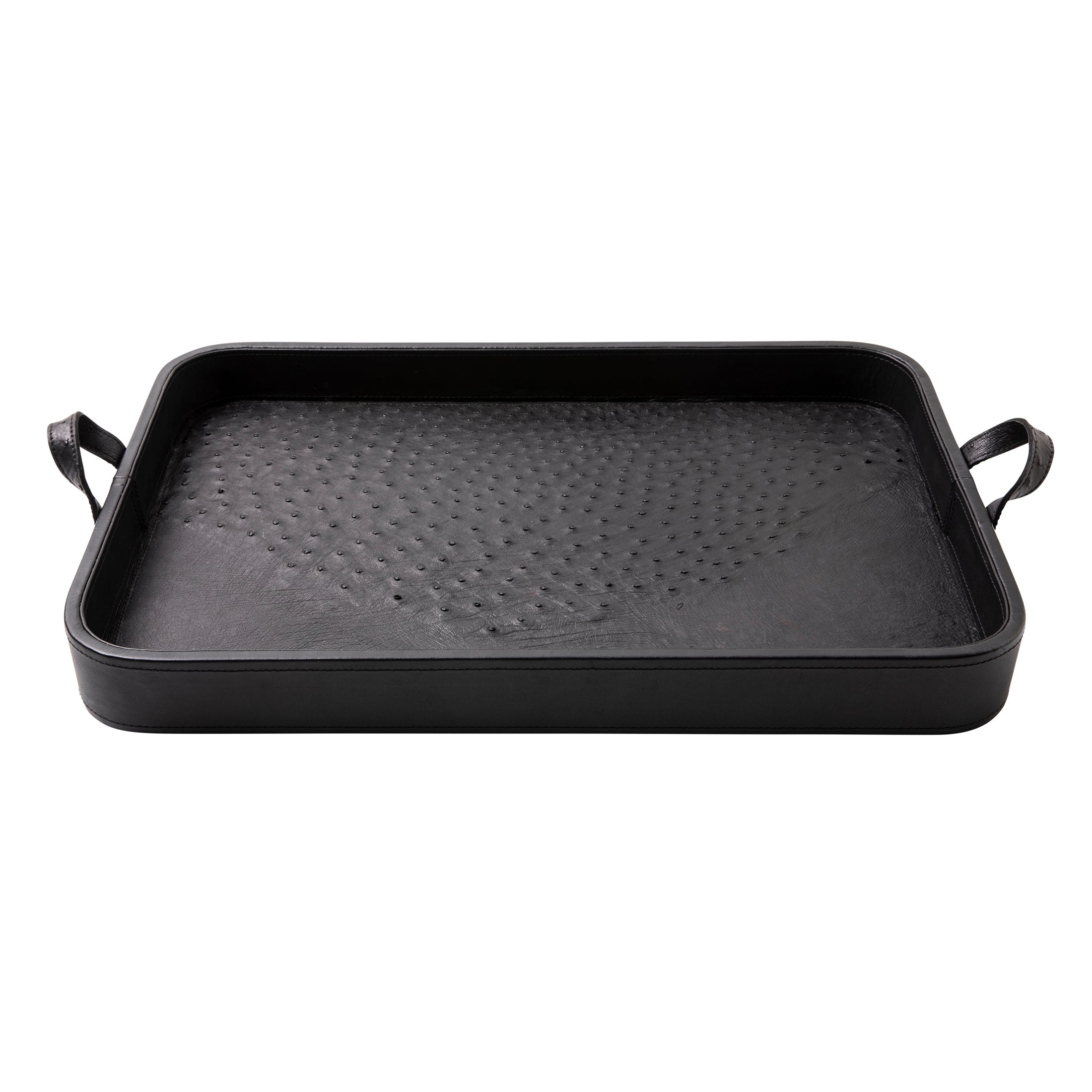 Ostrich Leather Inlay Tray - Black