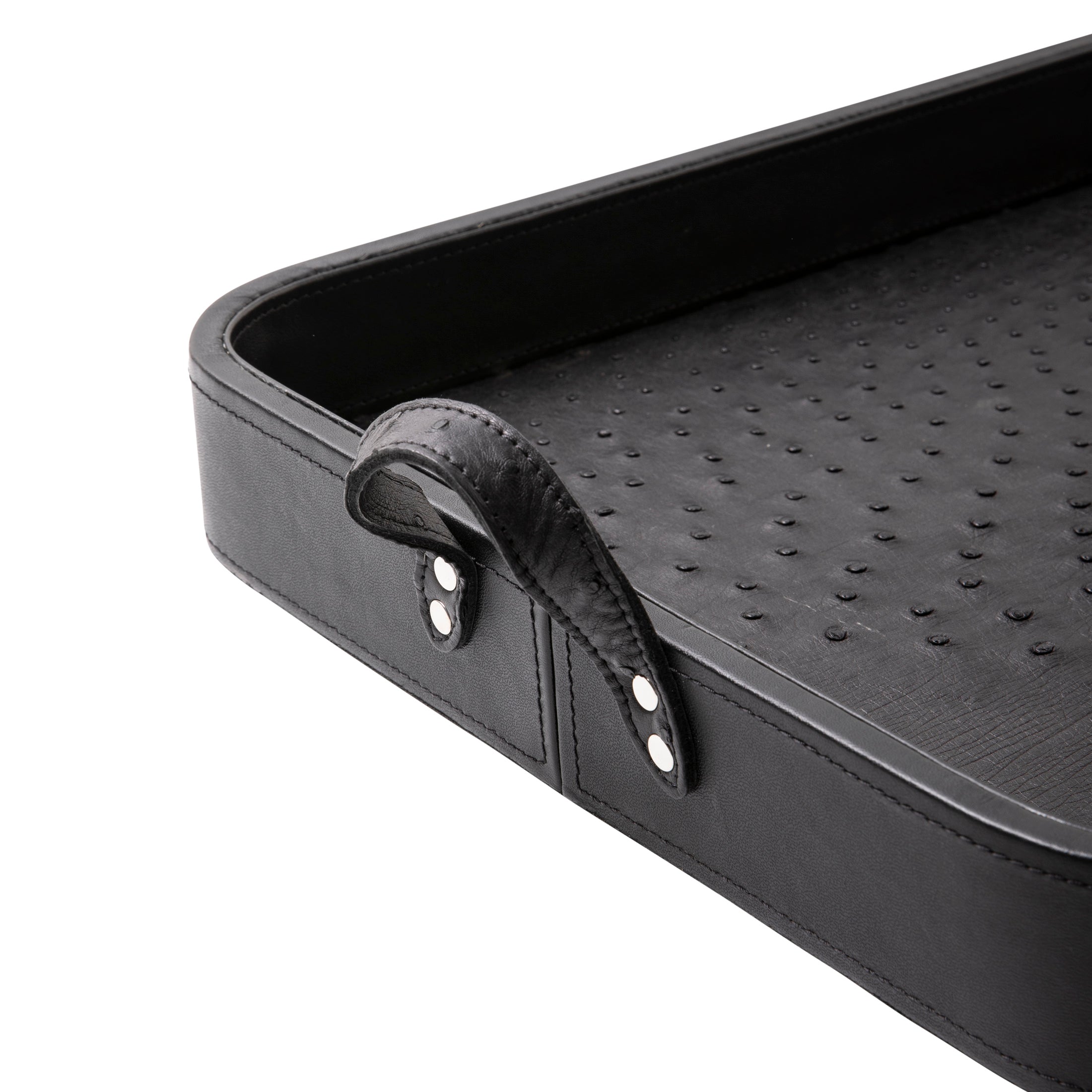 Ostrich Leather Inlay Tray - Black