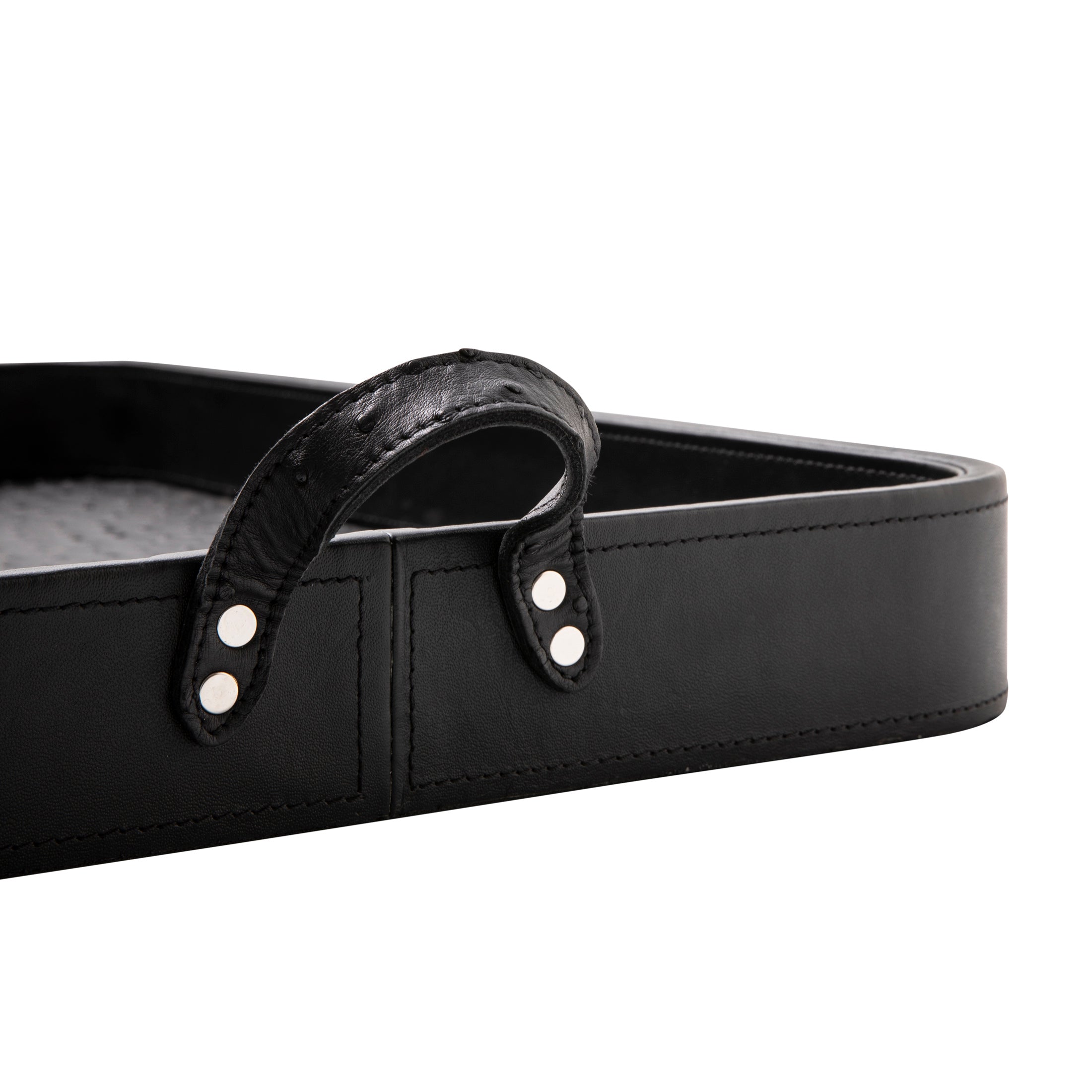 Ostrich Leather Inlay Tray - Black