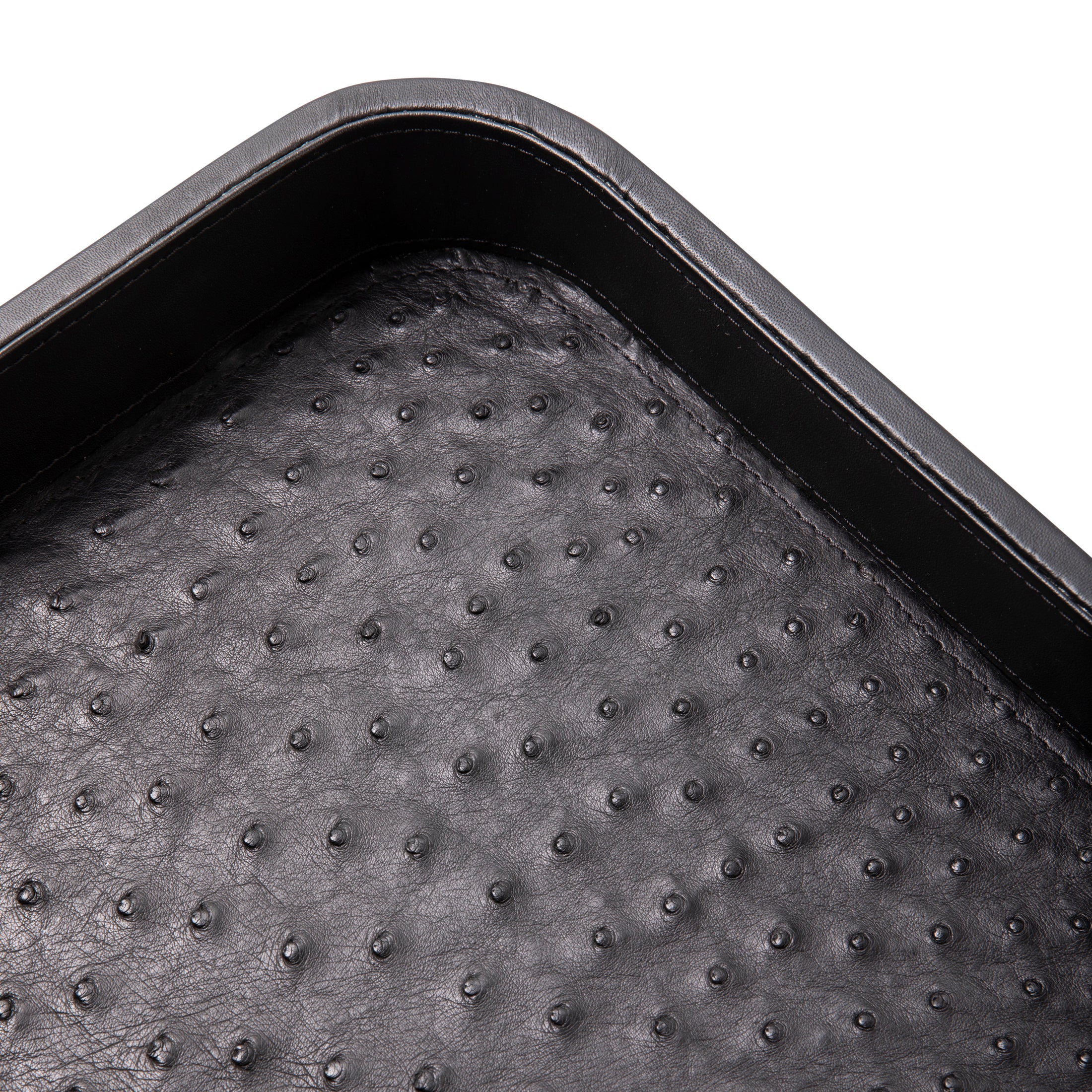 Ostrich Leather Inlay Tray - Black