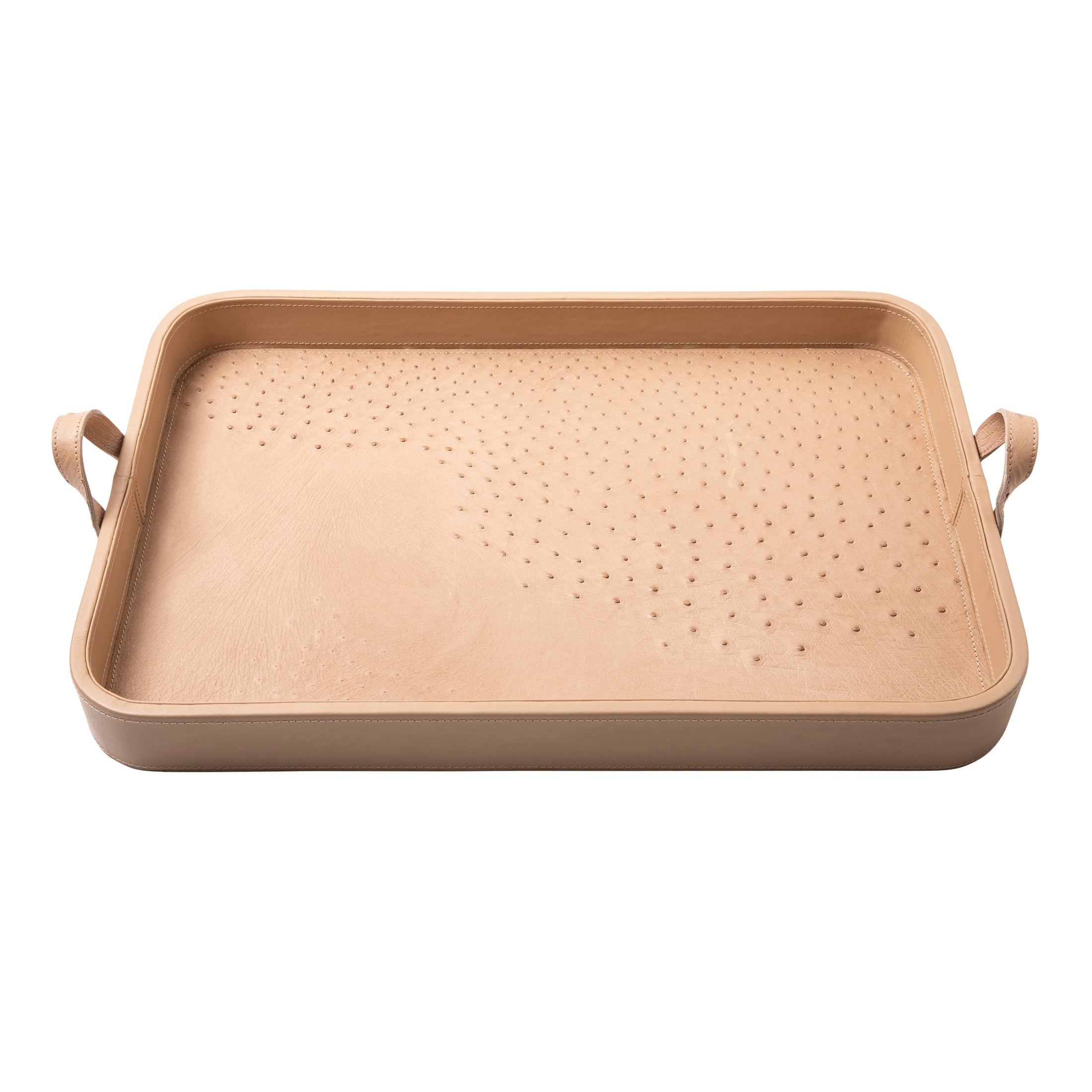 Ostrich Leather Inlay Tray - Cream