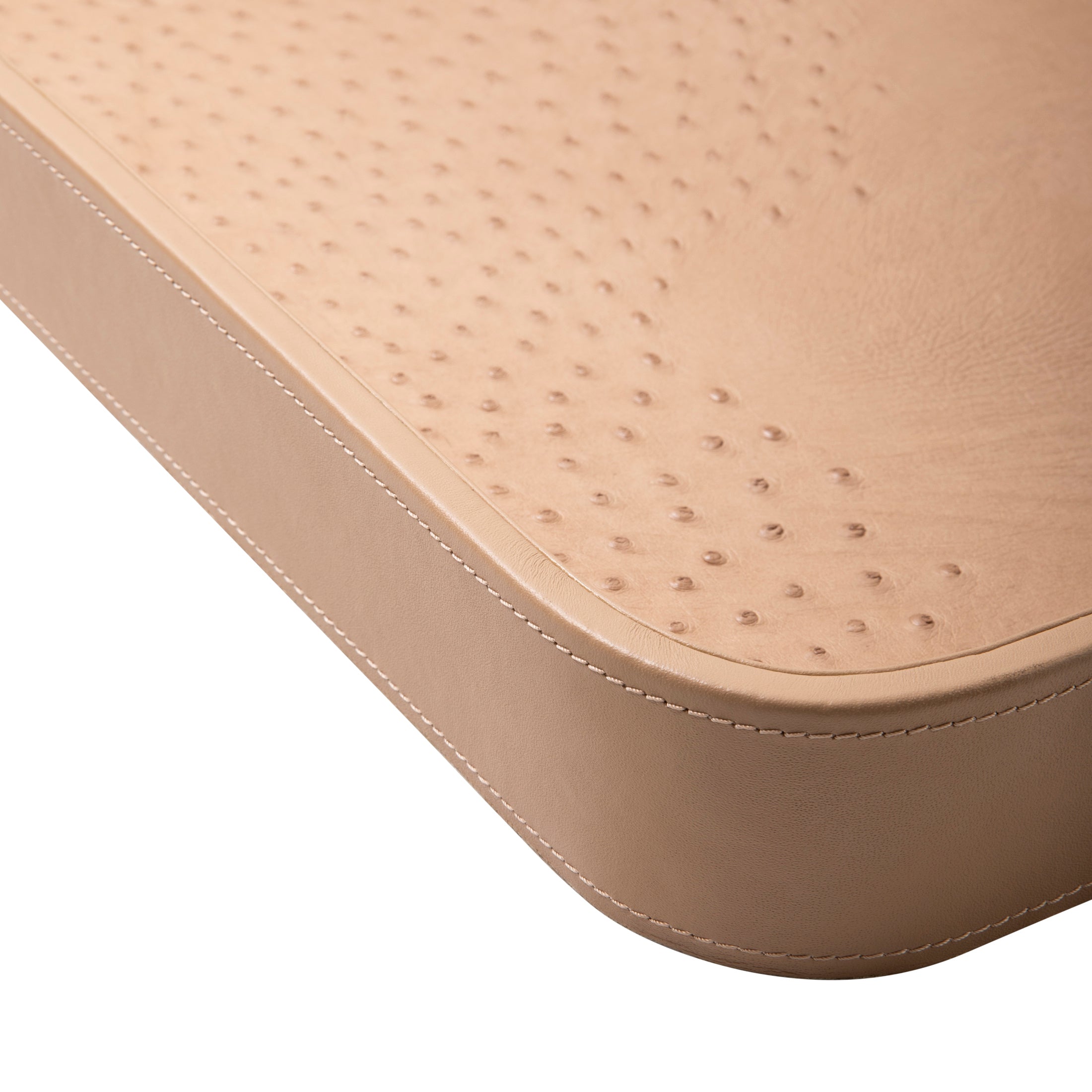 Ostrich Leather Inlay Tray - Cream