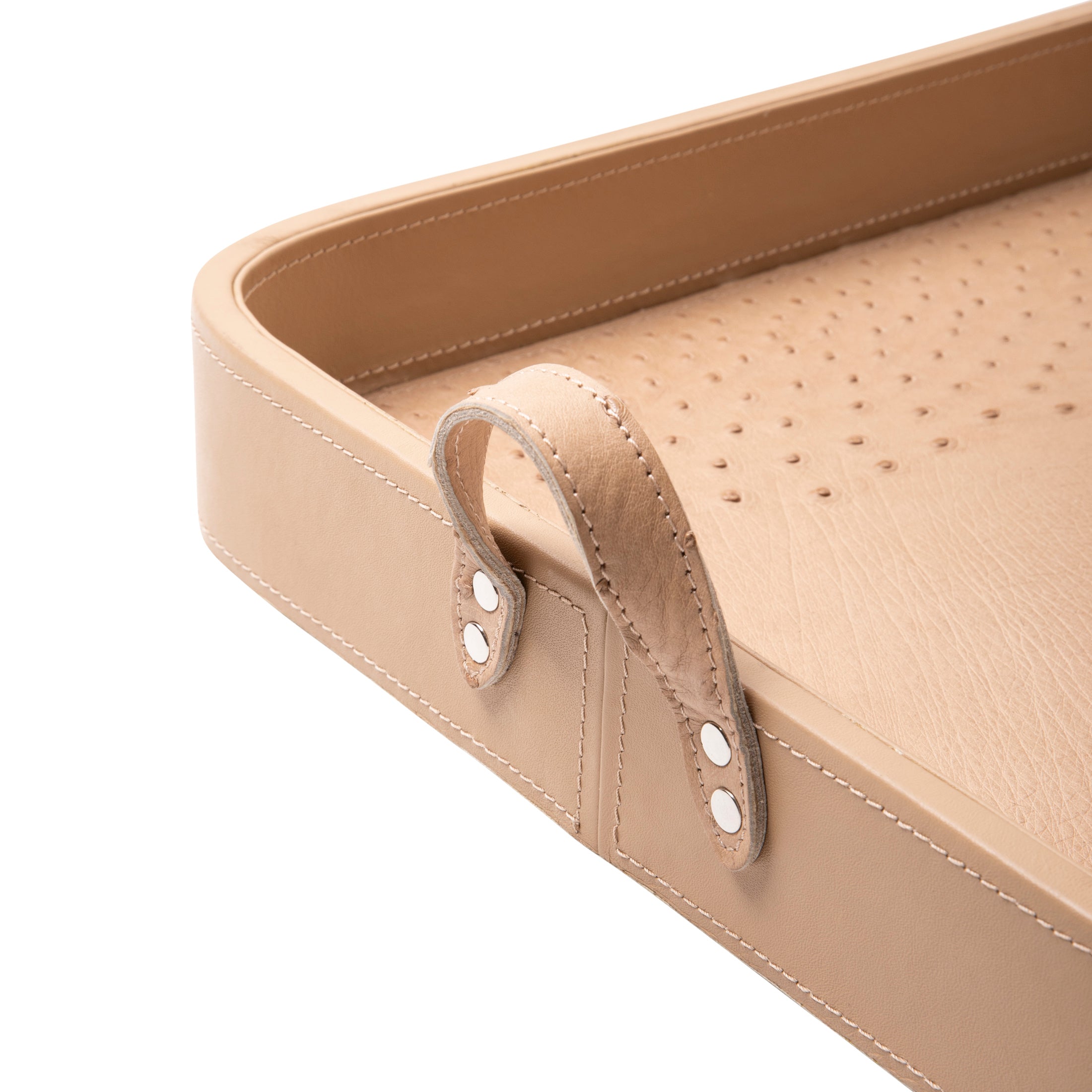 Ostrich Leather Inlay Tray - Cream