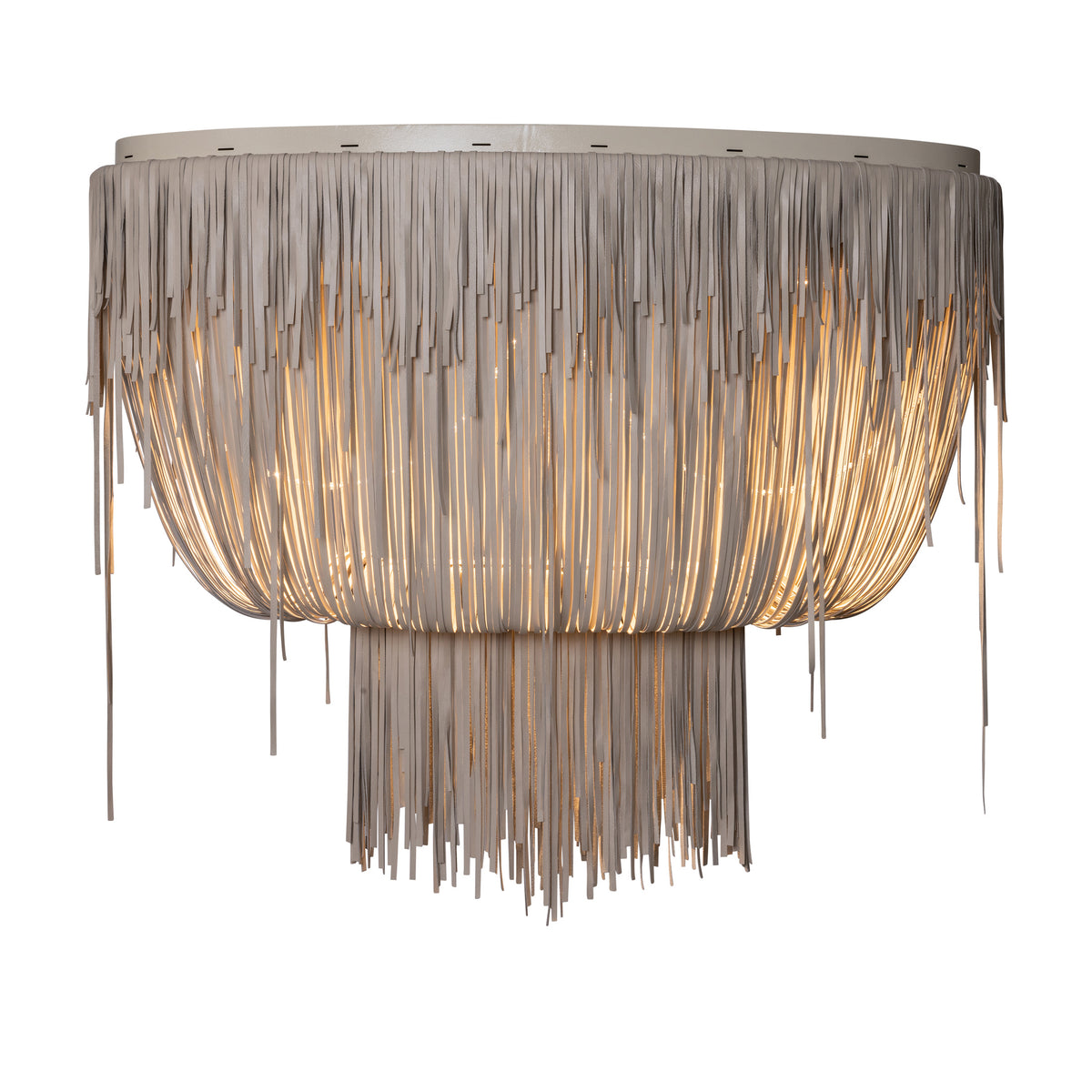Medium Oval Urchin Flush Mount Leather Chandelier