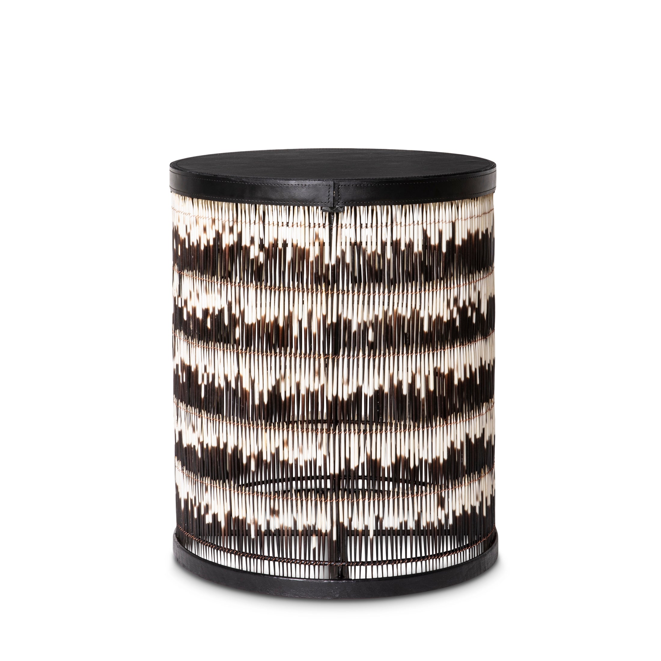 Porcupine Quill Cylinder Side Table