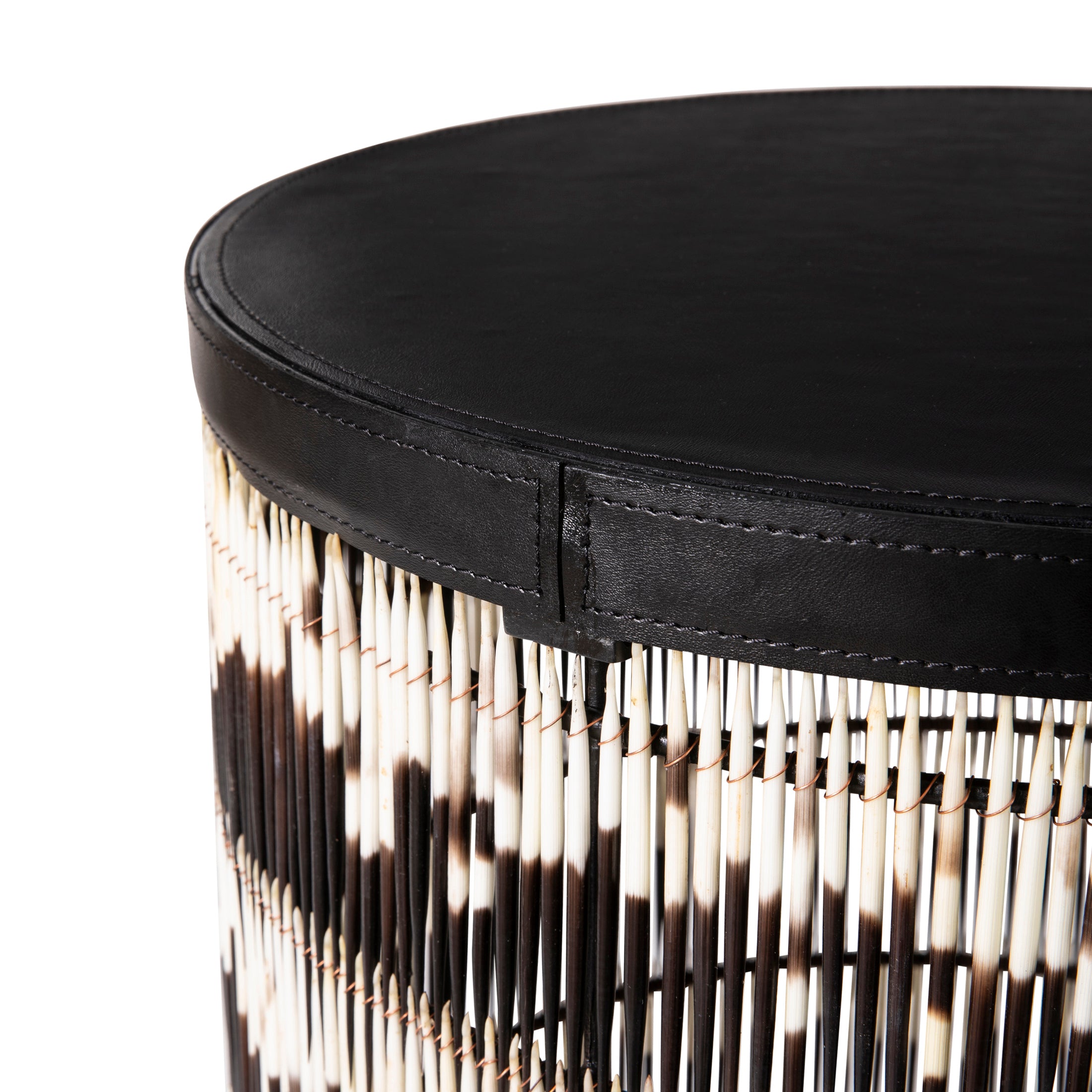 Porcupine Quill Cylinder Side Table