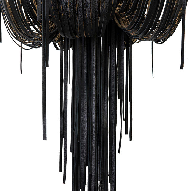 Small Round Urchin Flush Mount Leather Chandelier in Premium Leather