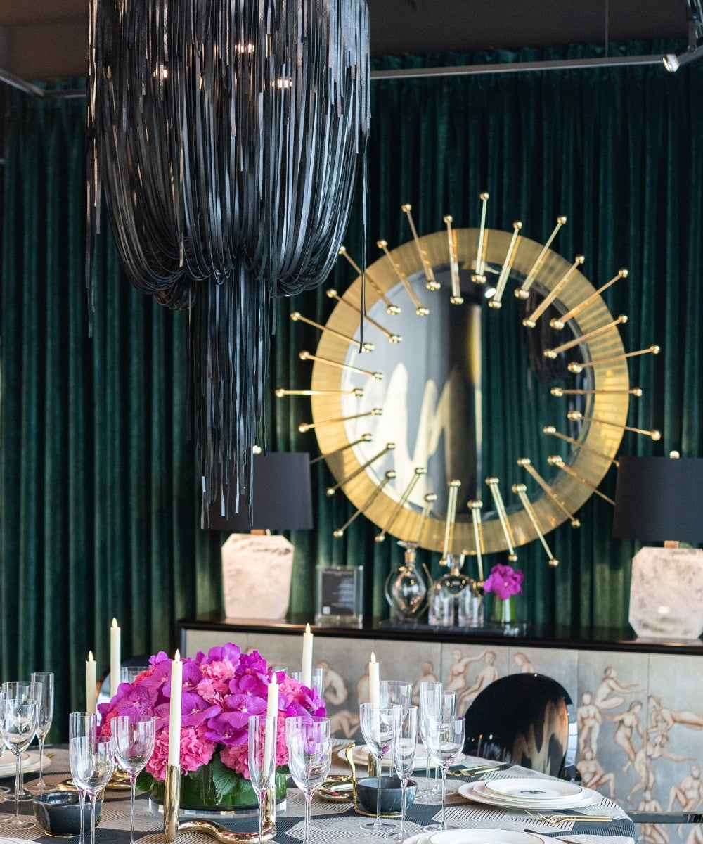 Small Round Urchin Leather Chandelier