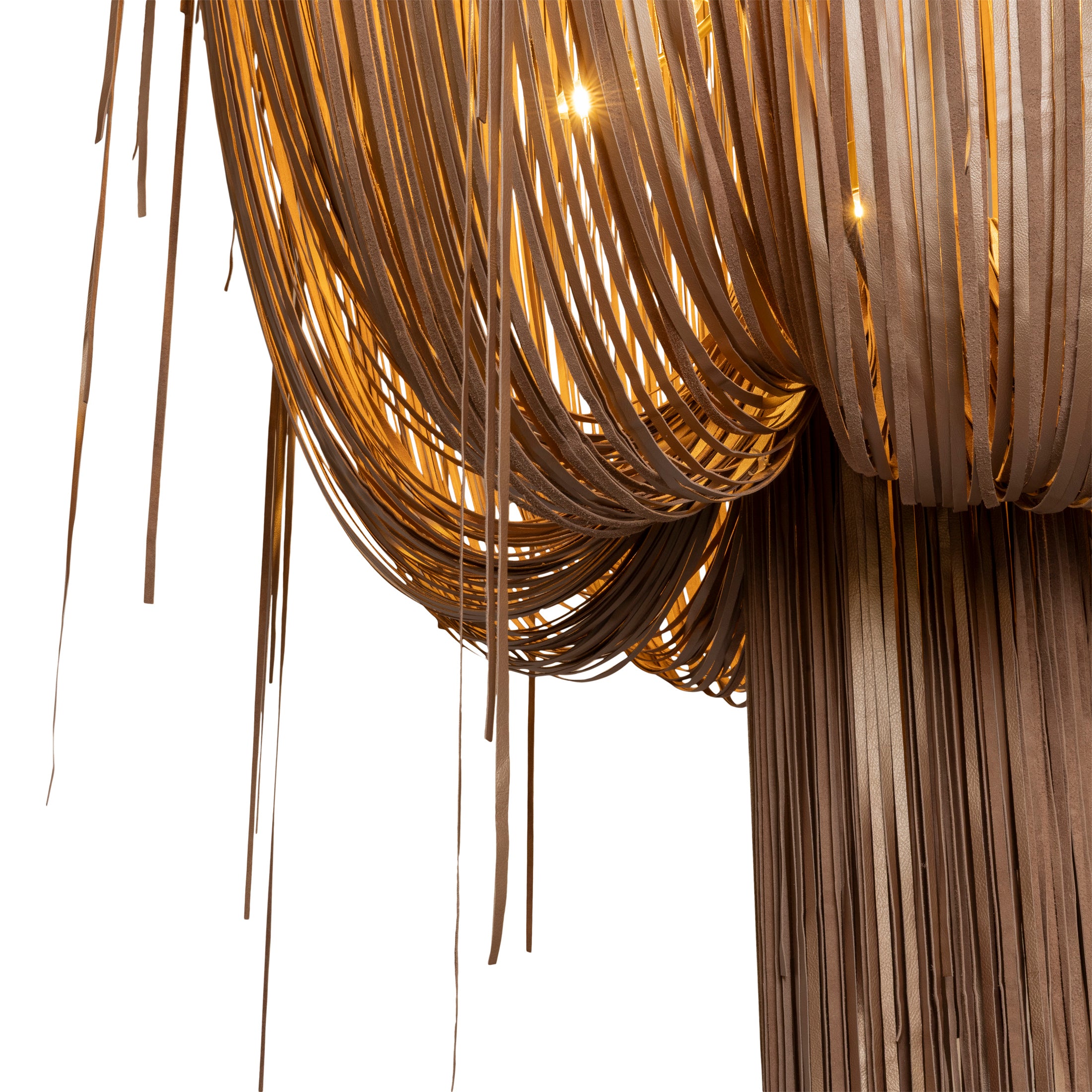Extra Large Round Urchin Leather Chandelier