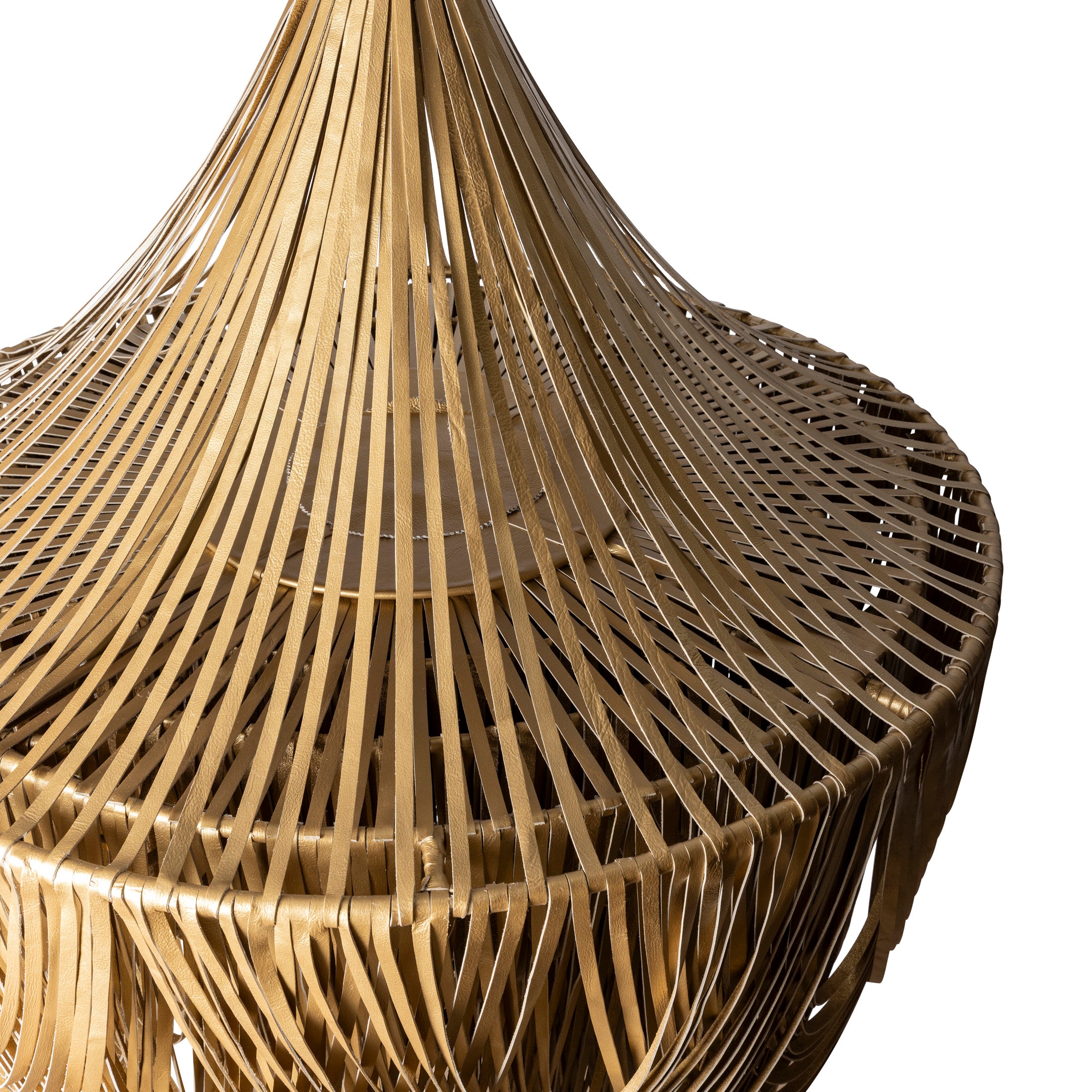 Extra Large Round Whisper with Crown Leather Chandelier in Metallic Leather