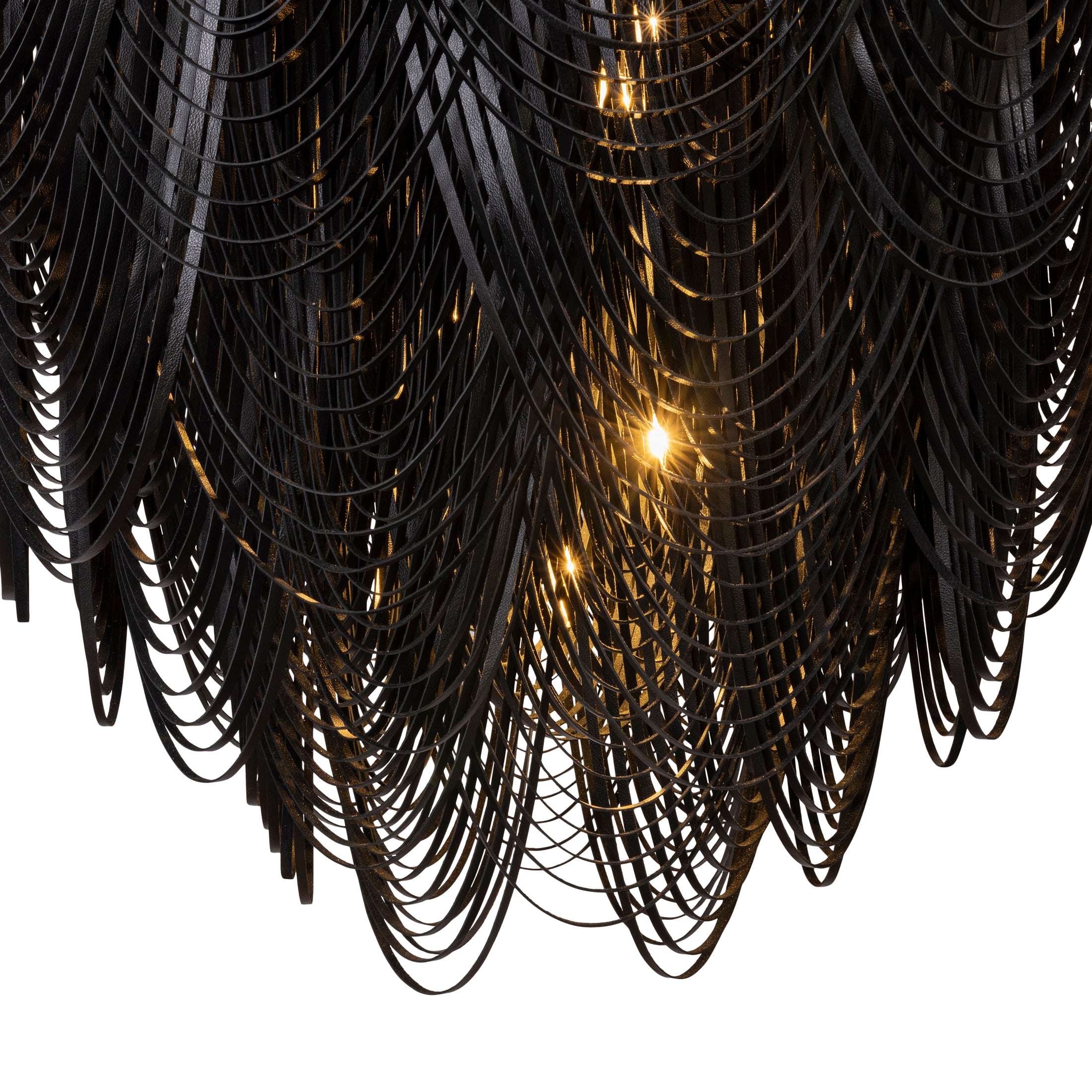 XXL Round Whisper with Crown Leather Chandelier in Premium Leather