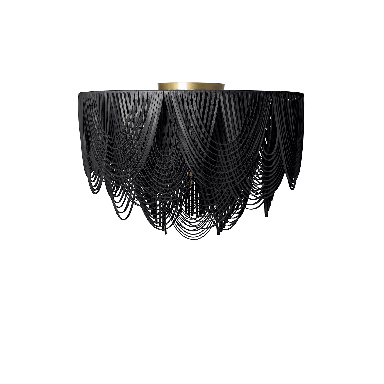 Extra Large Short Round Whisper Flush Mount Leather Chandelier