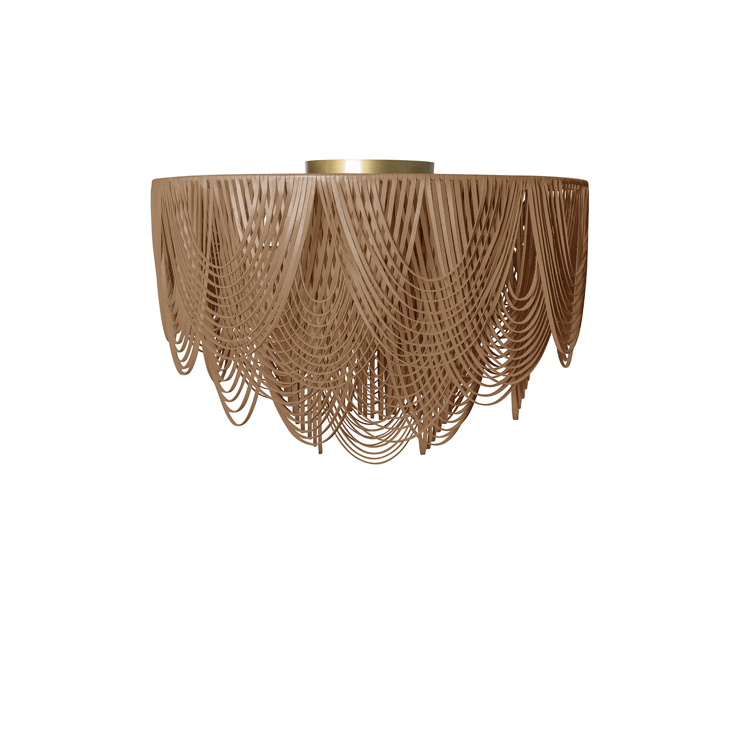 Extra Large Short Round Whisper Flush Mount Leather Chandelier