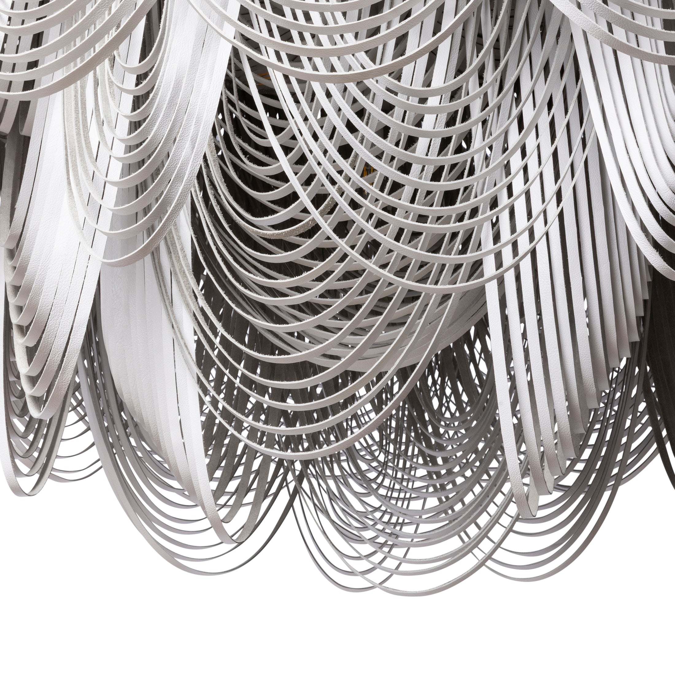XXL Short Round Whisper Flush Mount Leather Chandelier