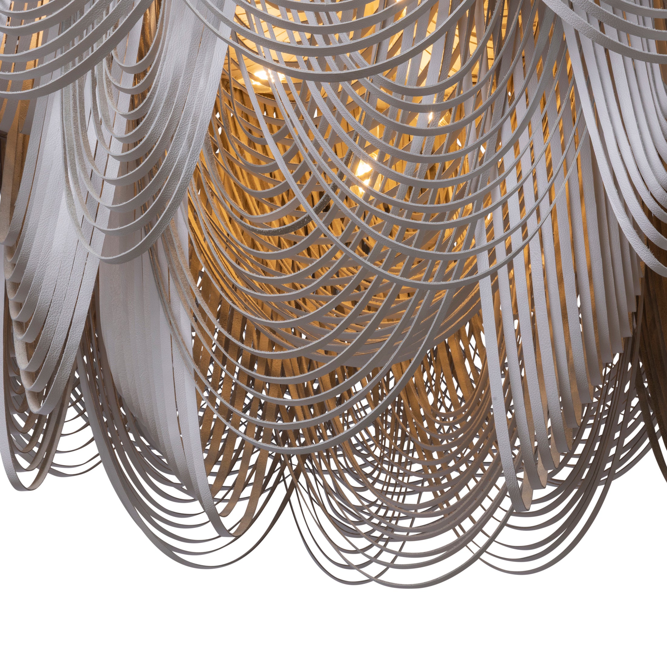 XXL Short Round Whisper Flush Mount Leather Chandelier