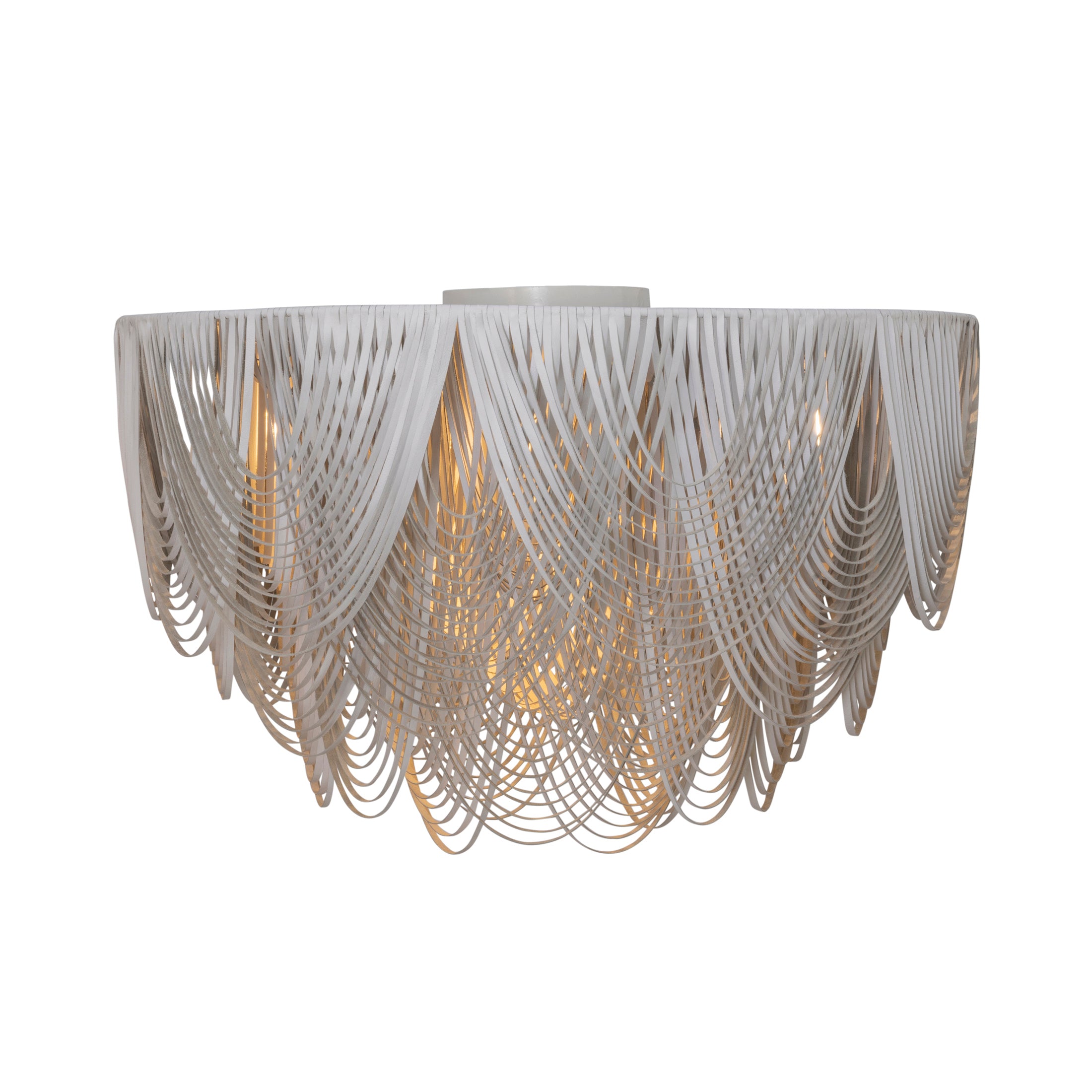XXL Short Round Whisper Flush Mount Leather Chandelier