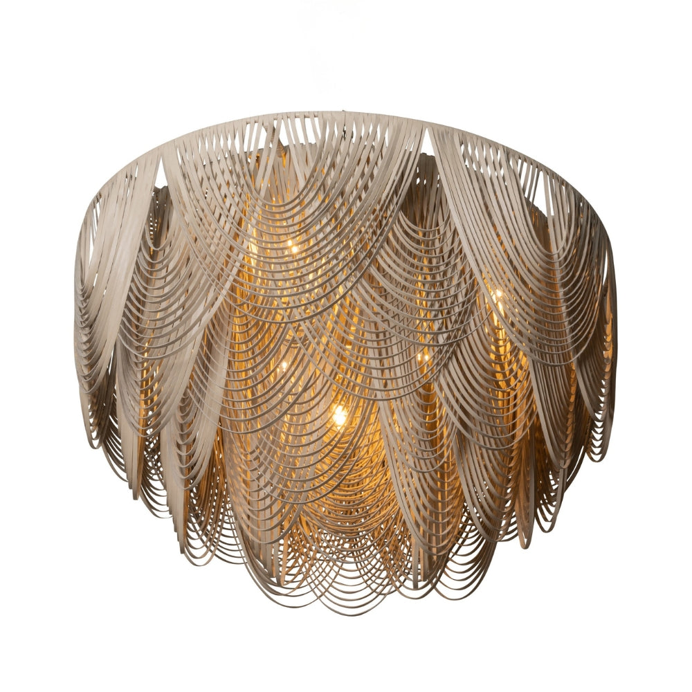 XXL Short Round Whisper Flush Mount Leather Chandelier