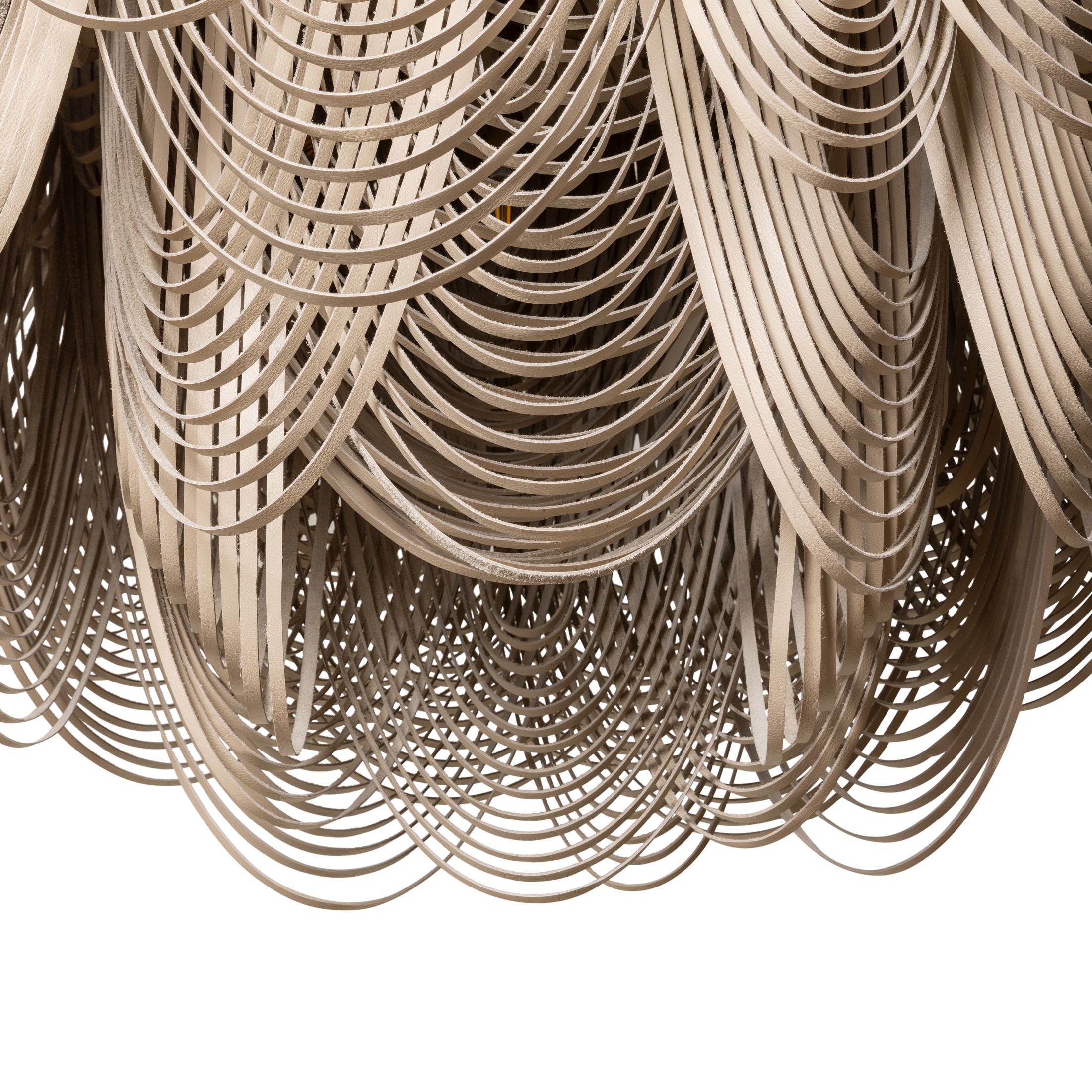 XXL Short Round Whisper Flush Mount Leather Chandelier