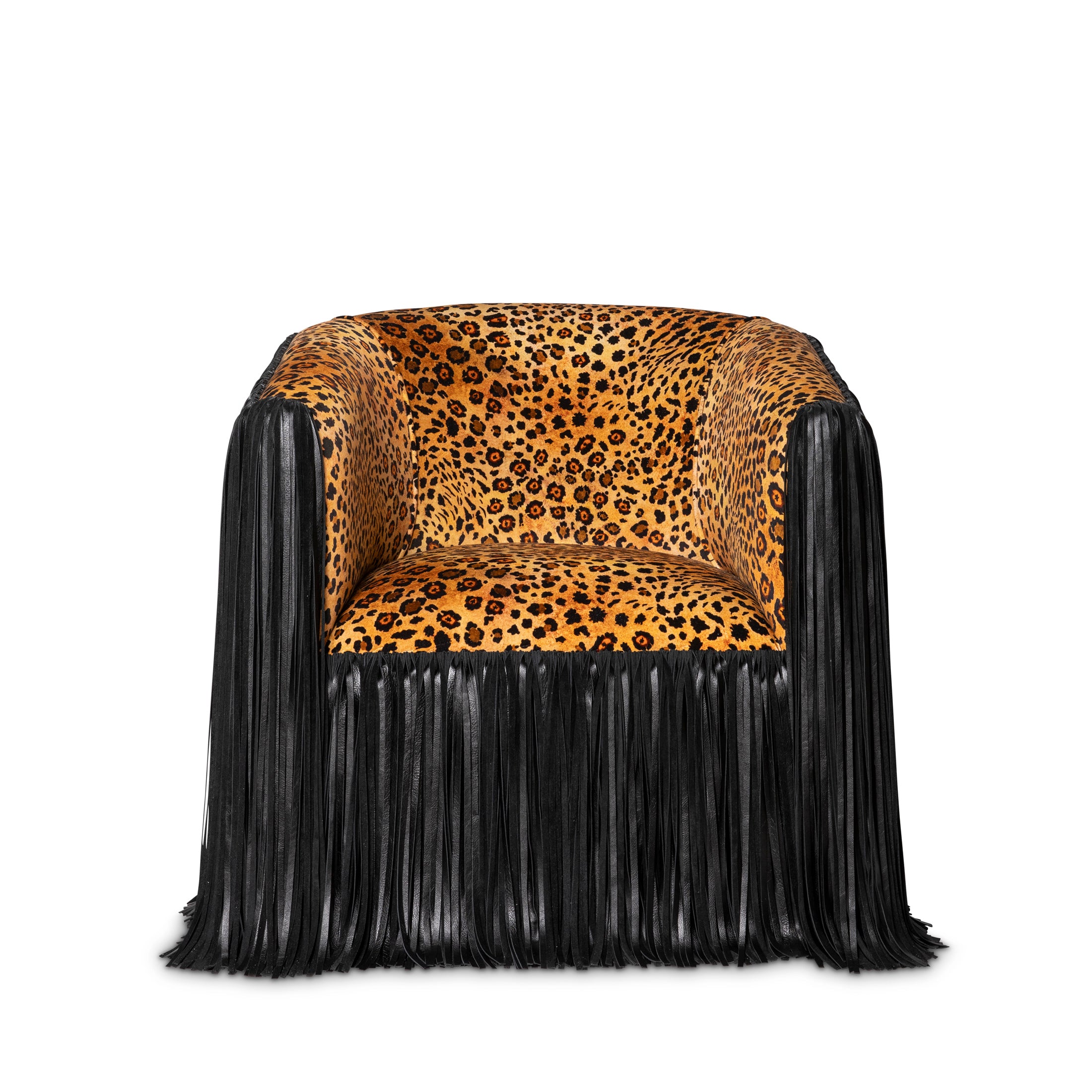 Safari Spot Shaggy Leather Swivel Chair