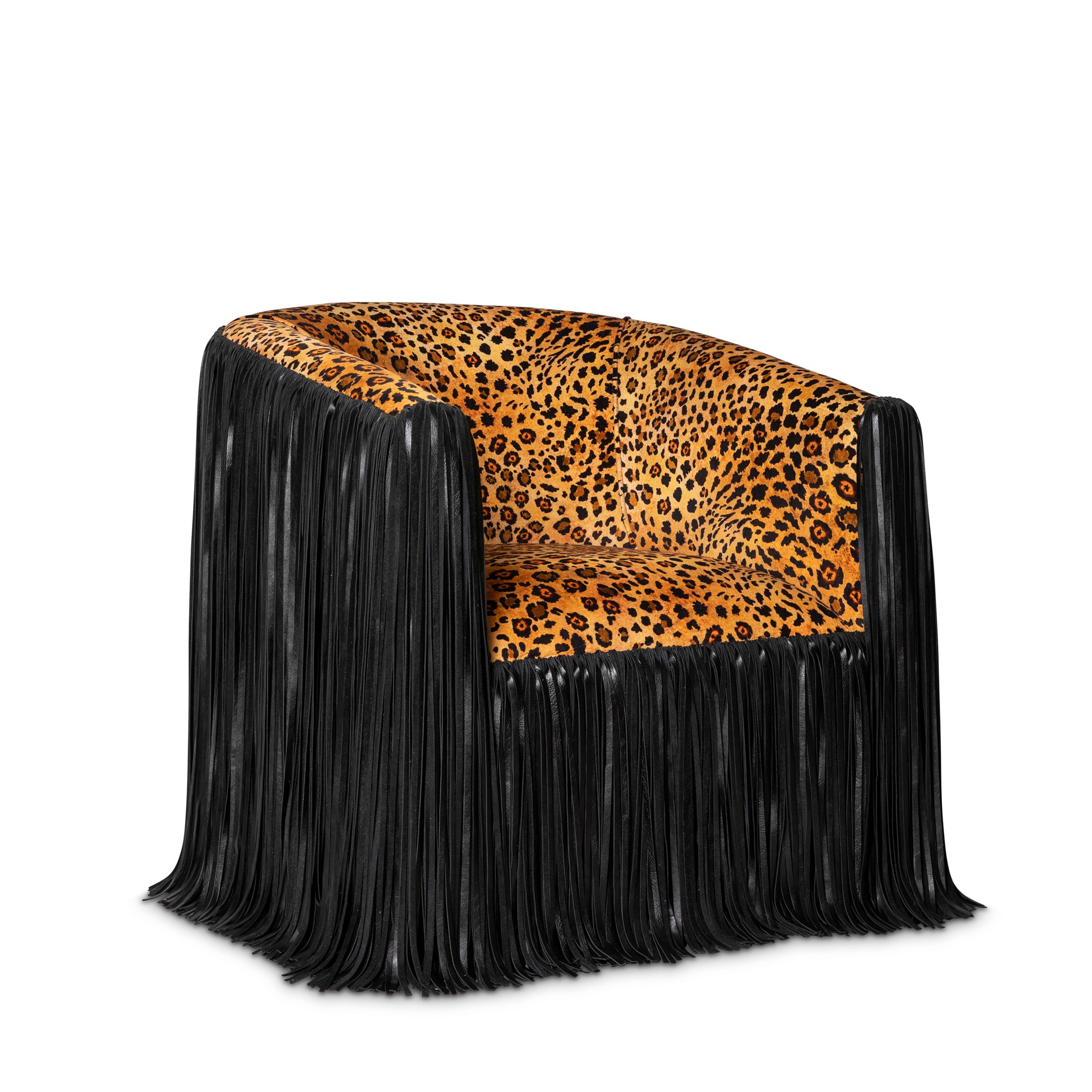 Safari Spot Shaggy Leather Swivel Chair