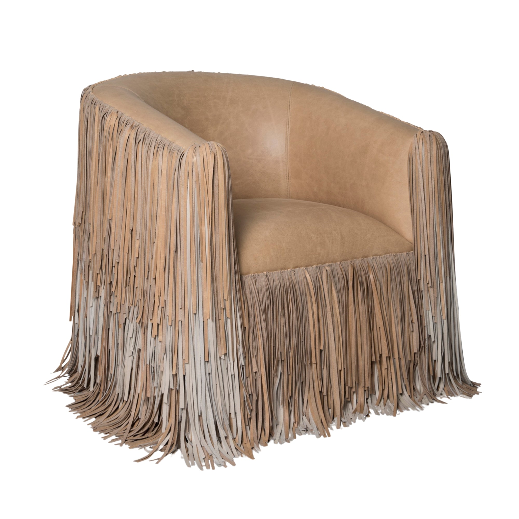 Shaggy Leather Swivel Chair in Ombre