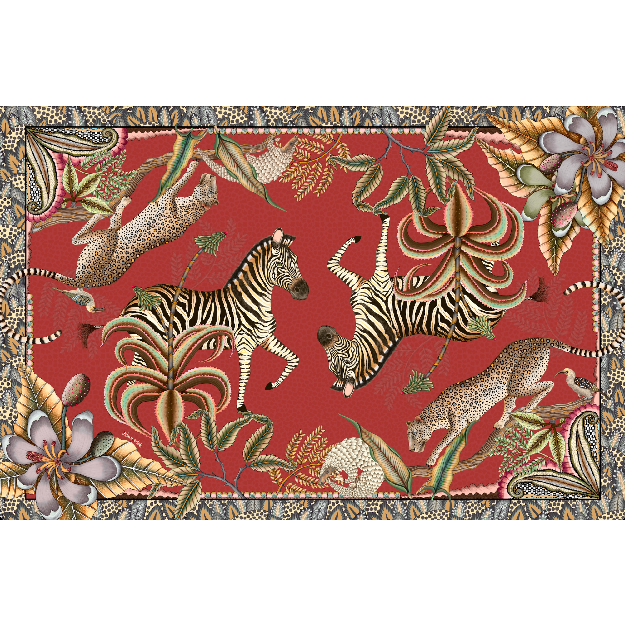 Pangolin Park Tablecloth - Royal Red