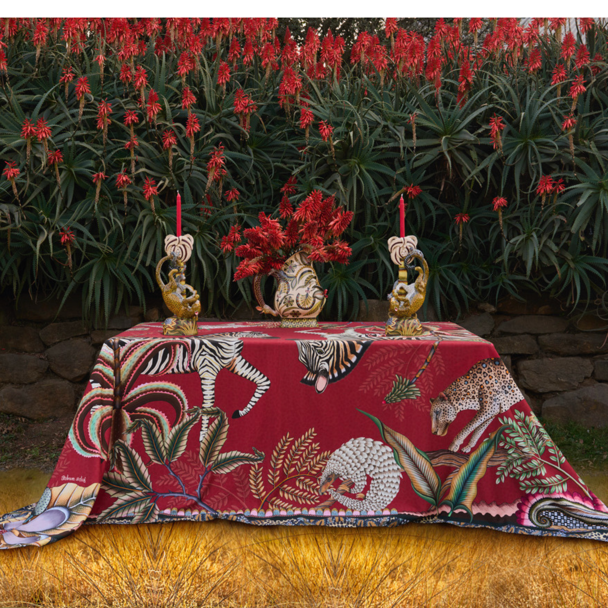 Pangolin Park Tablecloth - Royal Red