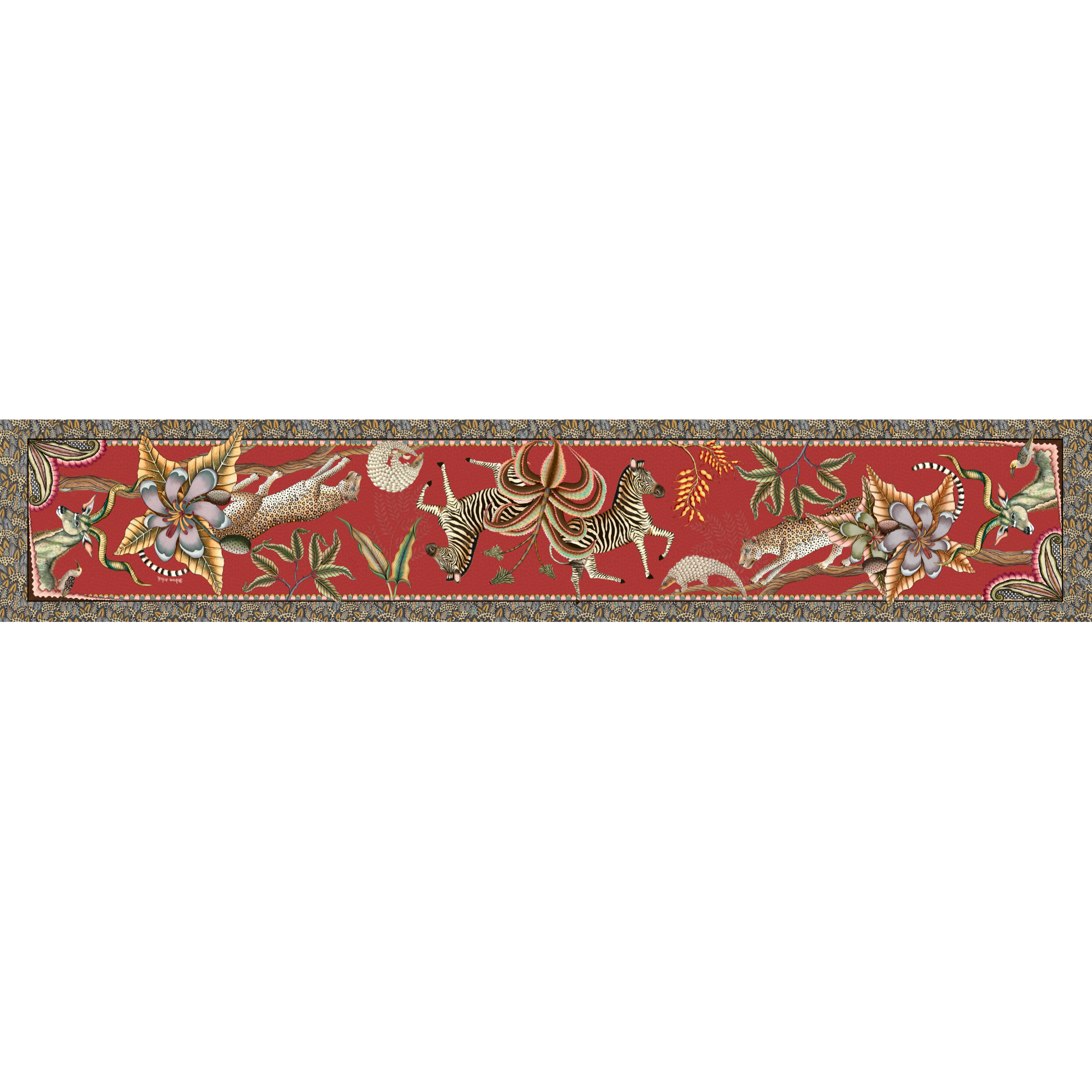 Pangolin Park Table Runner - Royal Red