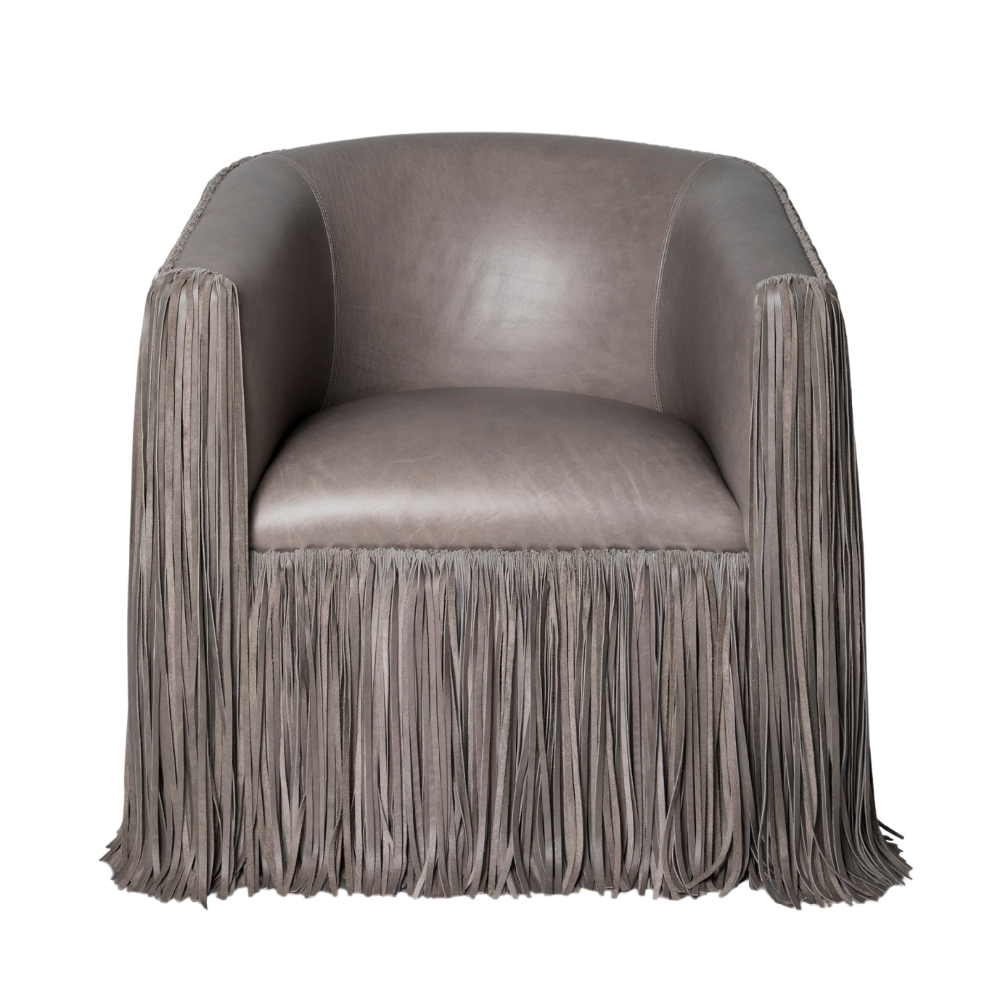 Shaggy Leather Swivel Chair in Premium Leather