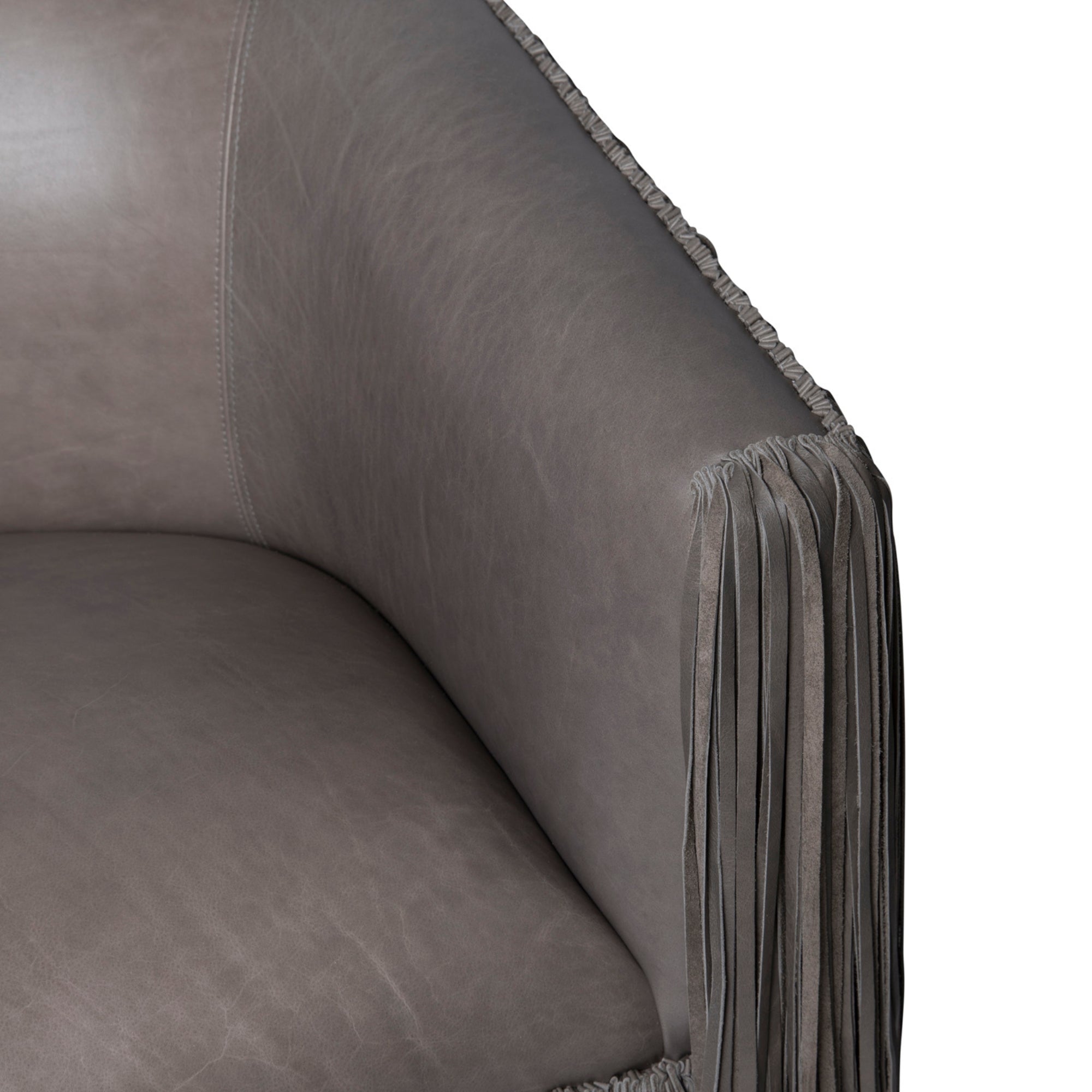 Shaggy Leather Swivel Chair in Premium Leather