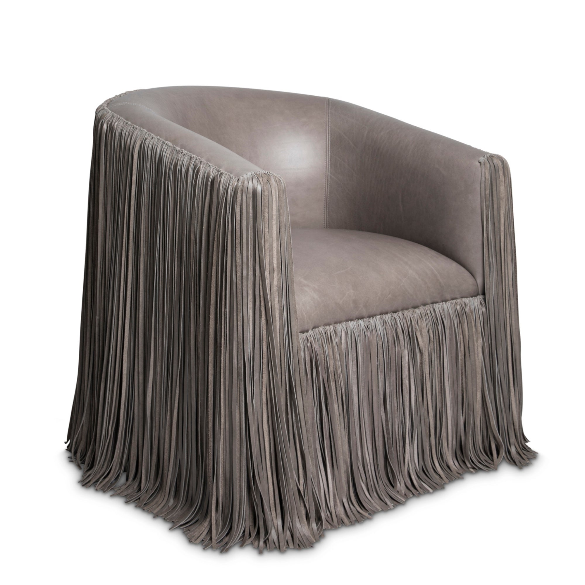 Shaggy Leather Swivel Chair in Premium Leather