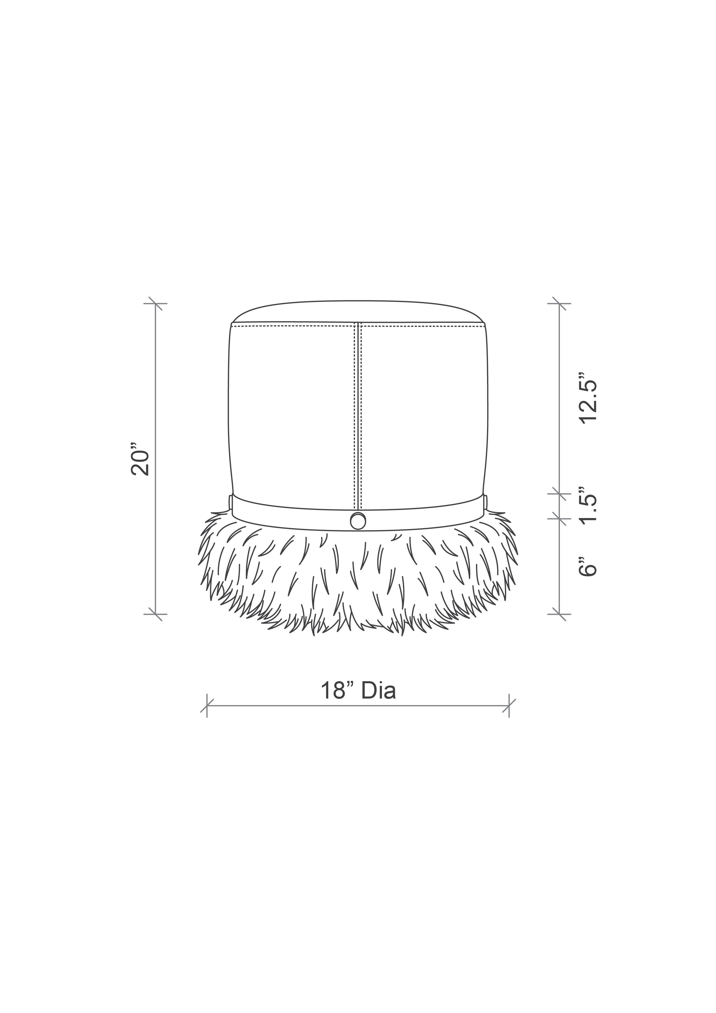 Ostrich Fluff Pouf Ottoman - Taupe Leather / Cream Feather