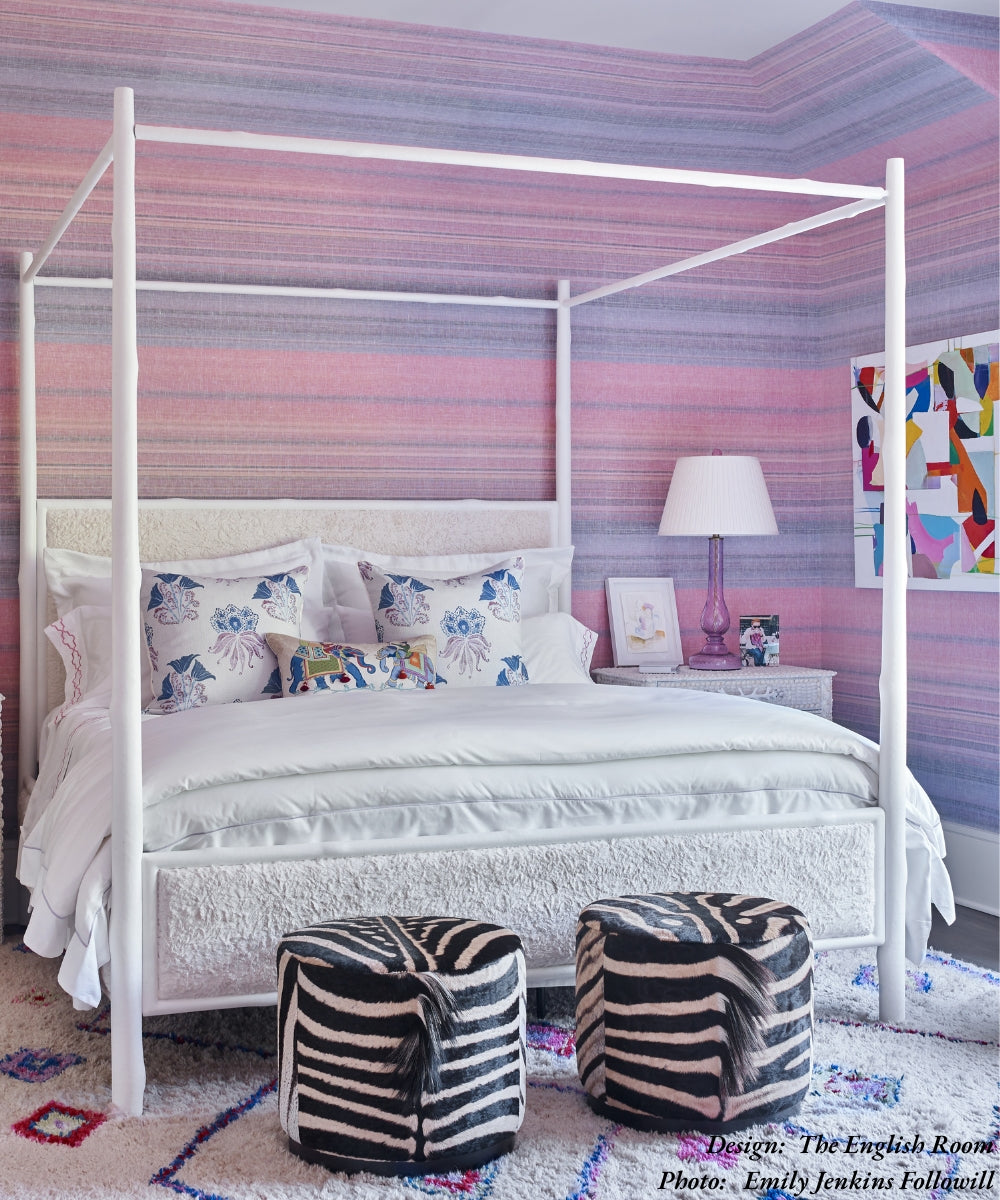 Round Zebra Hide Ottoman