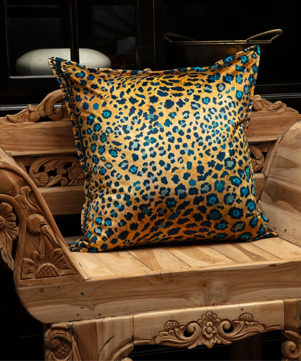 Safari Spot Velvet Pillow - Midnight