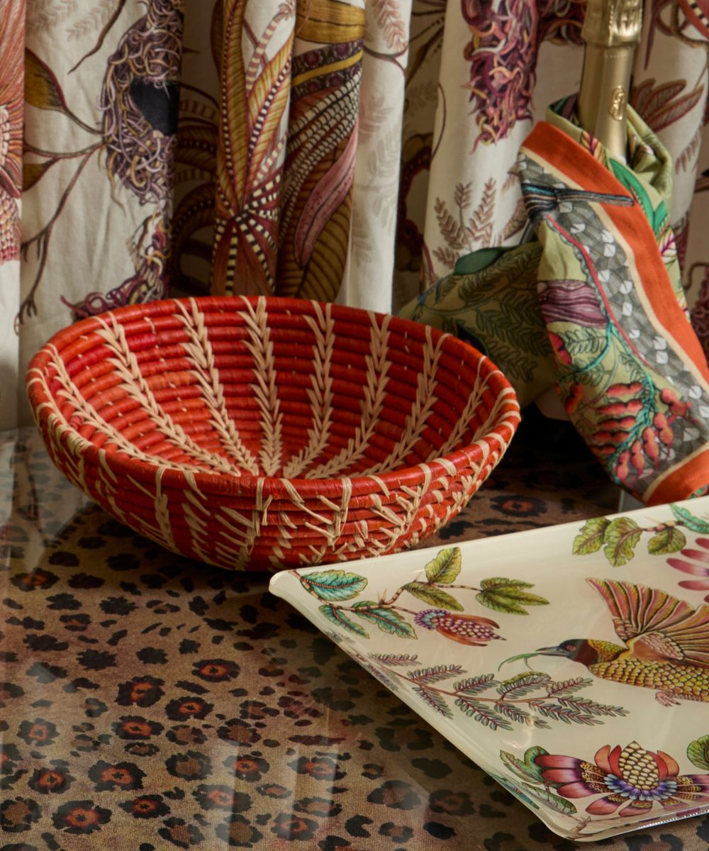 Sun Spiral Raffia Bowl - Terracotta