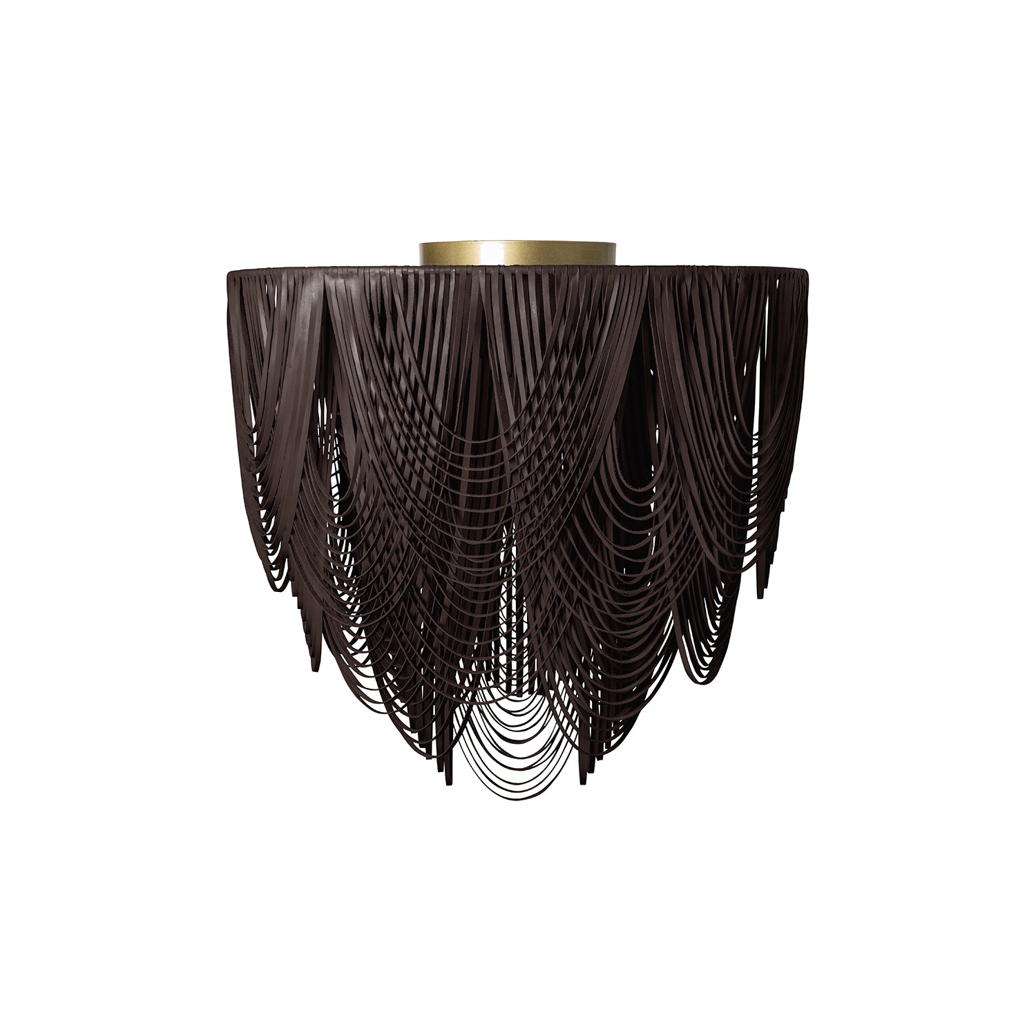 Large Round Whisper Flush Mount Leather Chandelier in Premium Leather