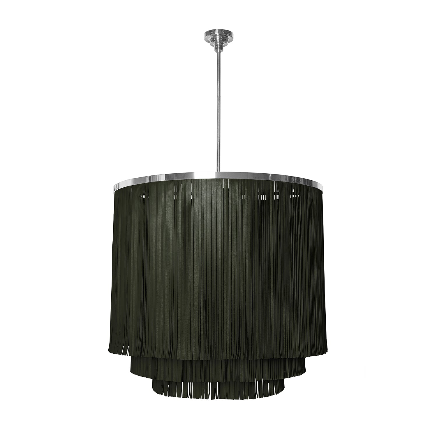Large NeKeia Leather Chandelier in Nickel Finish