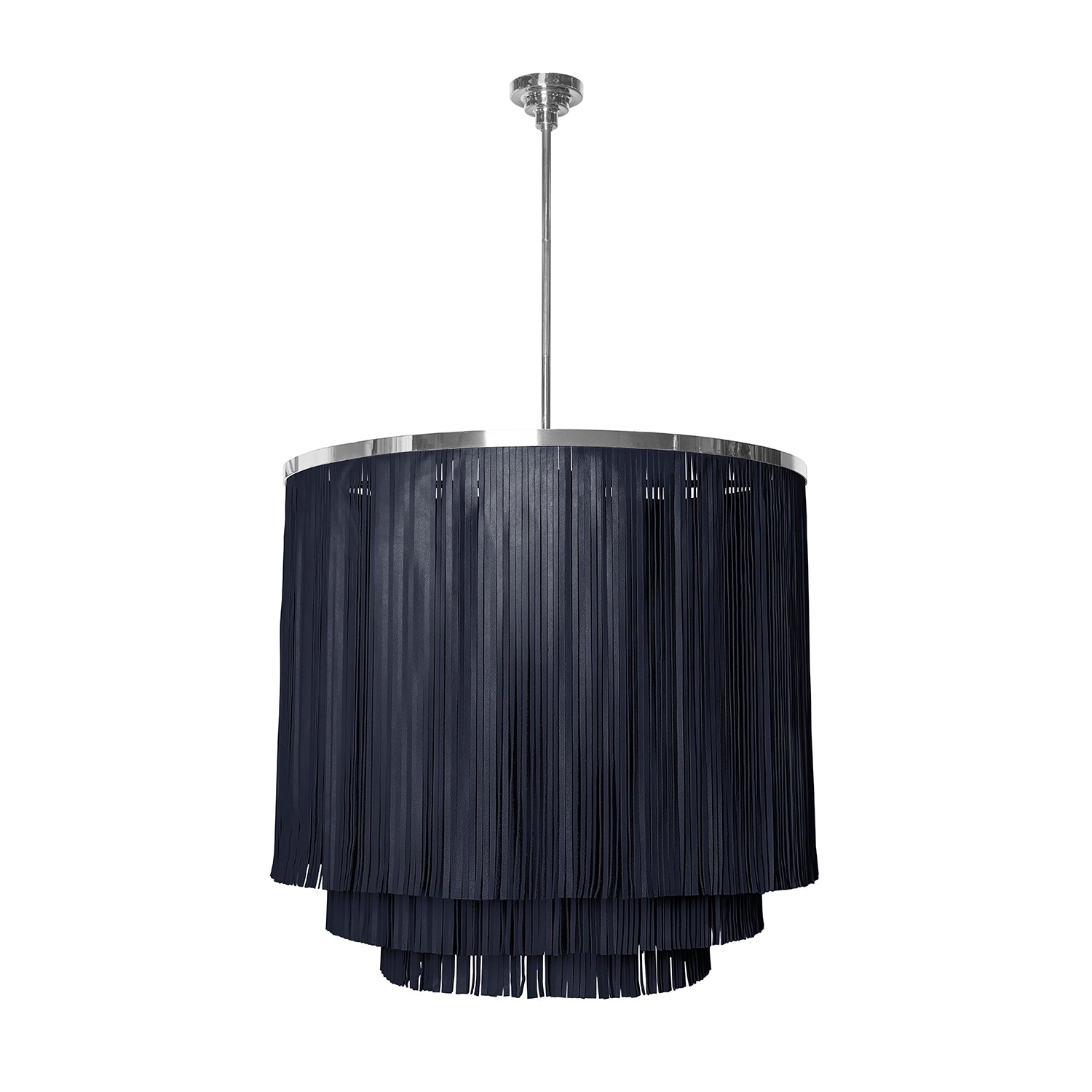 Large NeKeia Leather Chandelier in Nickel Finish