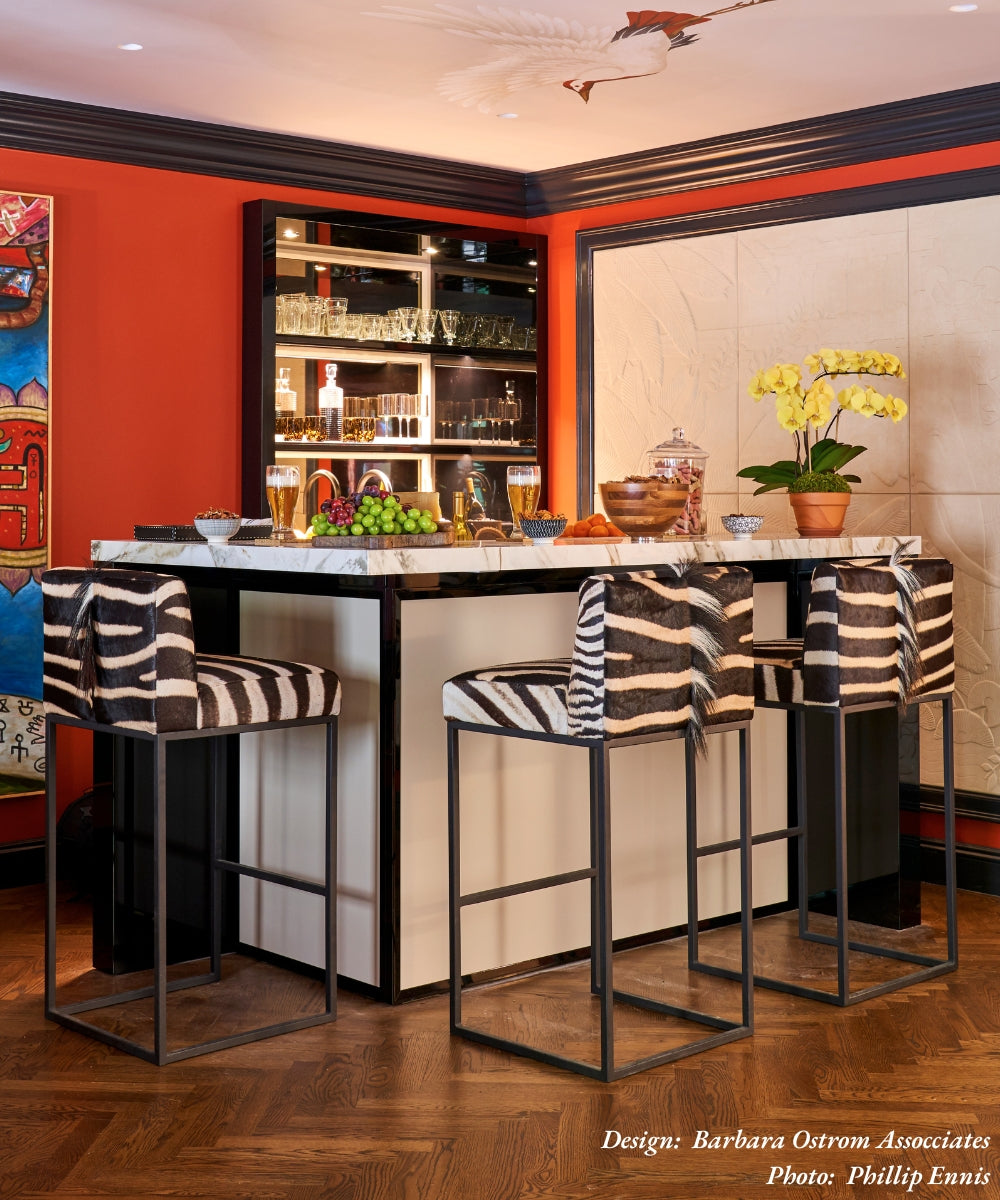 Zebra Hide Bar Stool