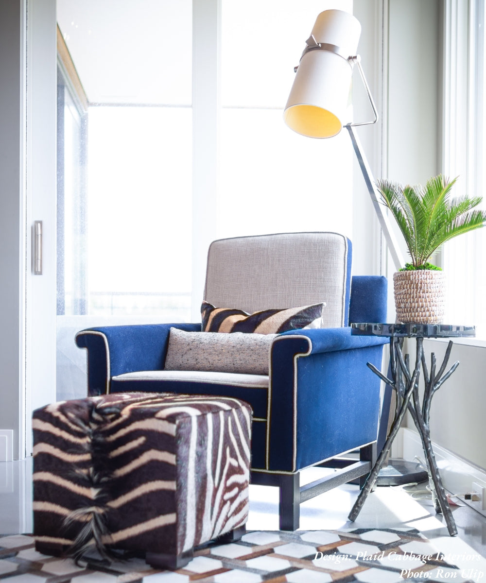 Zebra Hide Cube Ottoman