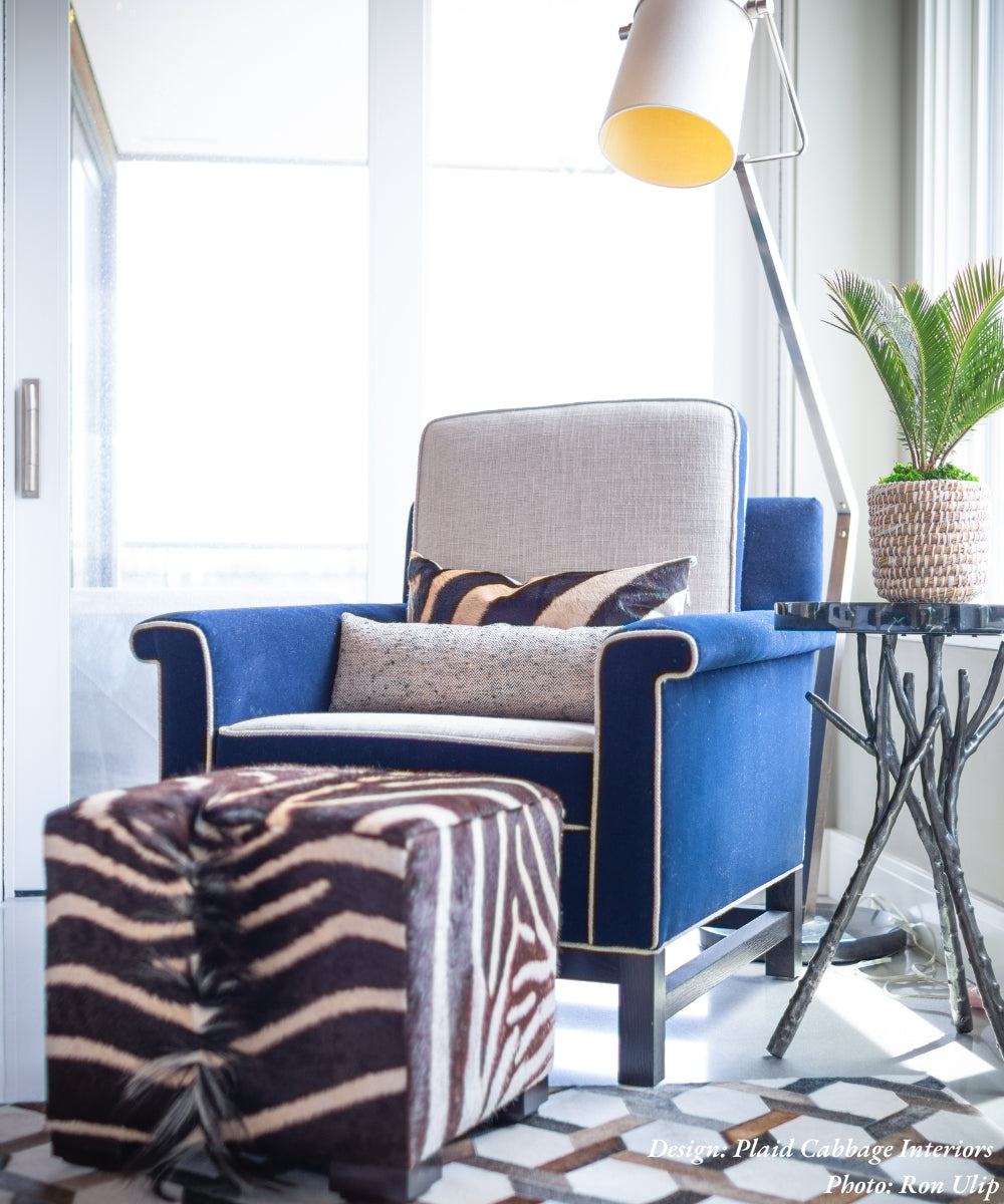 Zebra Hide Cube Ottoman