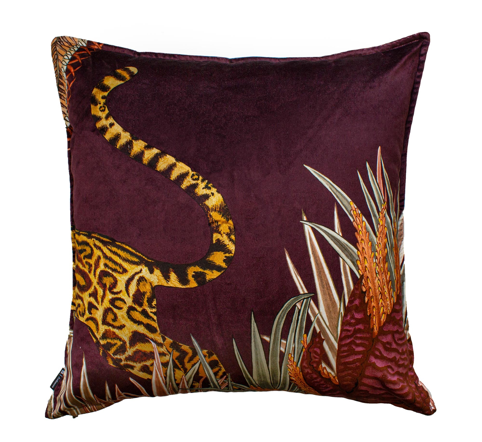 Cheetah Kings Forest Pillow - Velvet - Plum