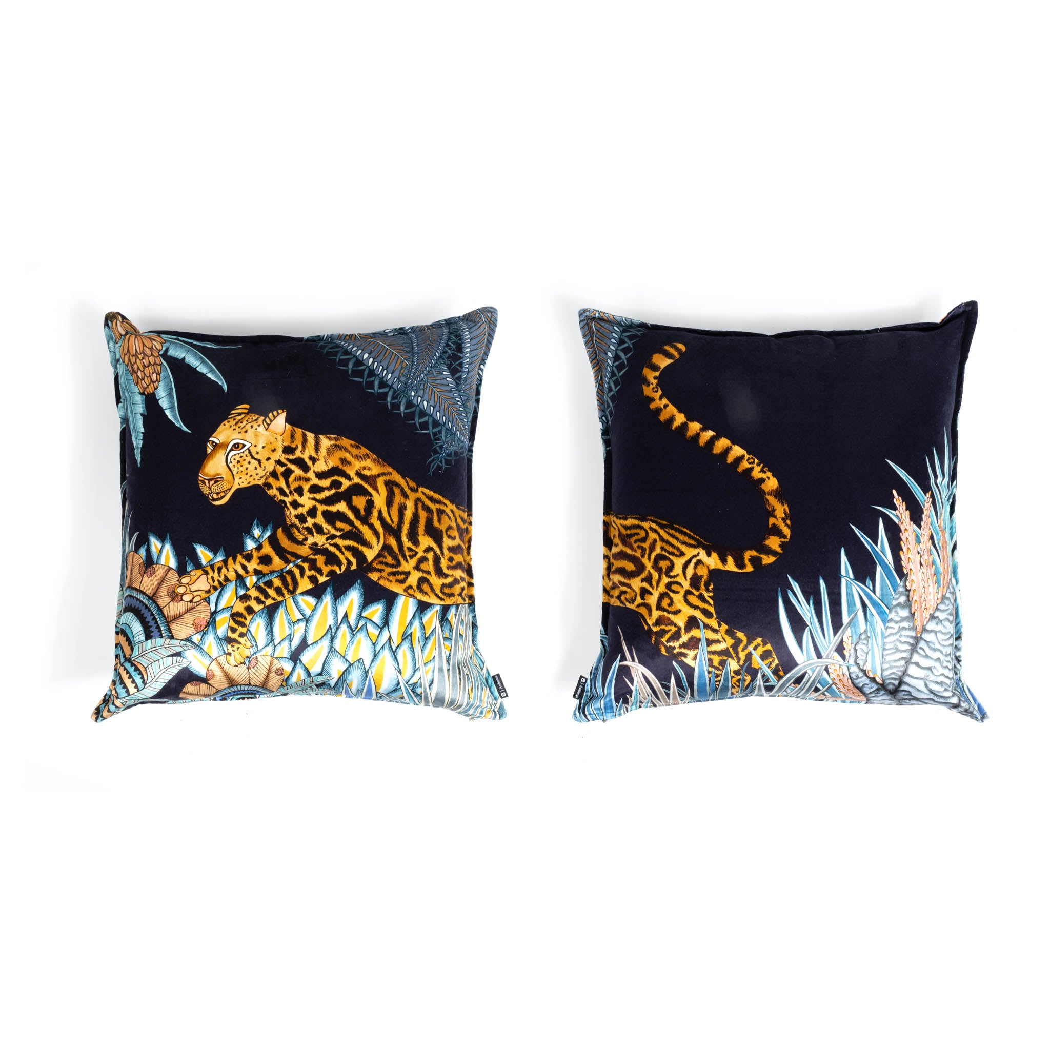 Cheetah Kings Forest Pillow - Velvet - Tanzanite