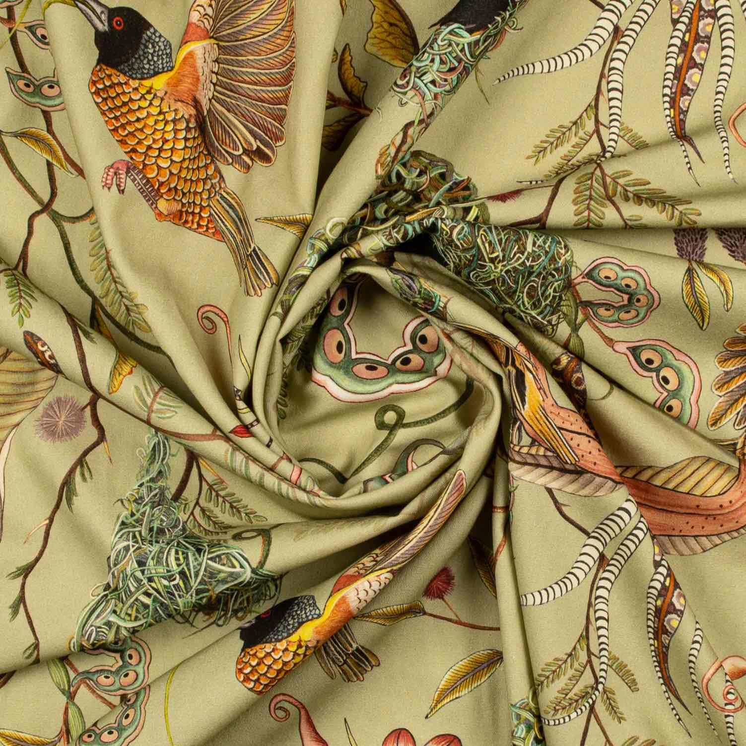 Thanda Nests Fabric - Linen - Delta