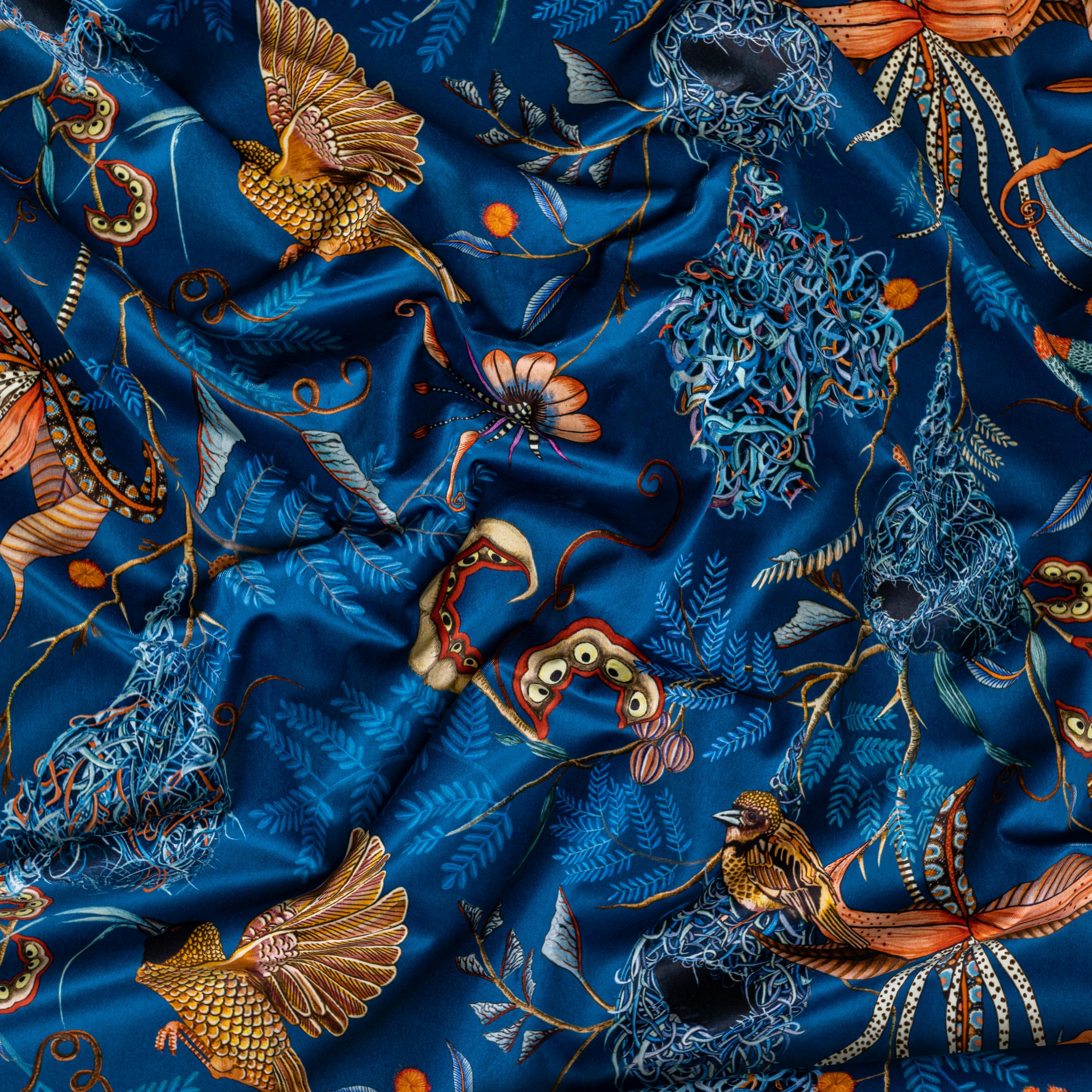 Thanda Nests Fabric - Velvet - Midnight