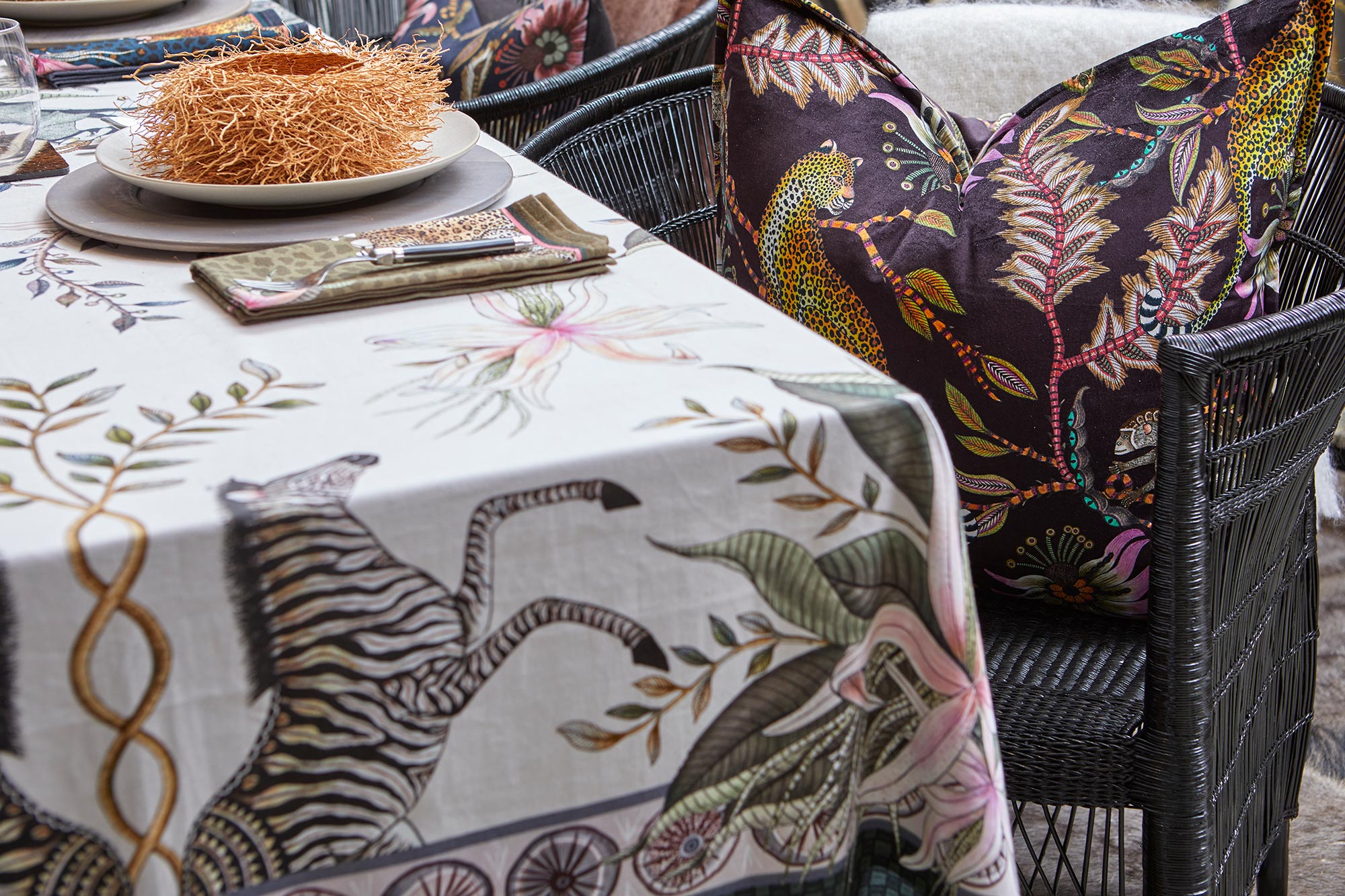 Leopard Lily Tablecloth - Cotton - Safari Stone - Small