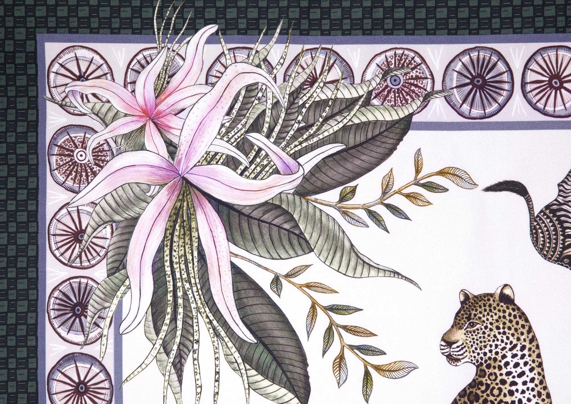 Leopard Lily Tablecloth - Cotton - Safari Stone - Square